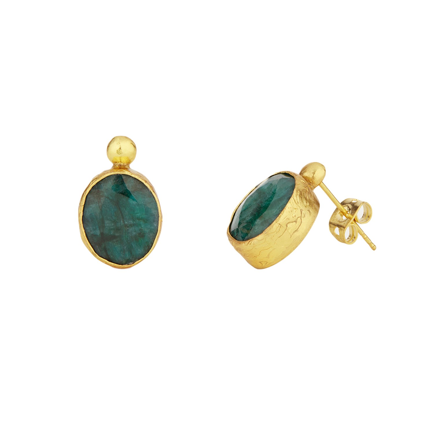 Women’s Gold / Green Siena Emerald Stud Earrings Ottoman Hands