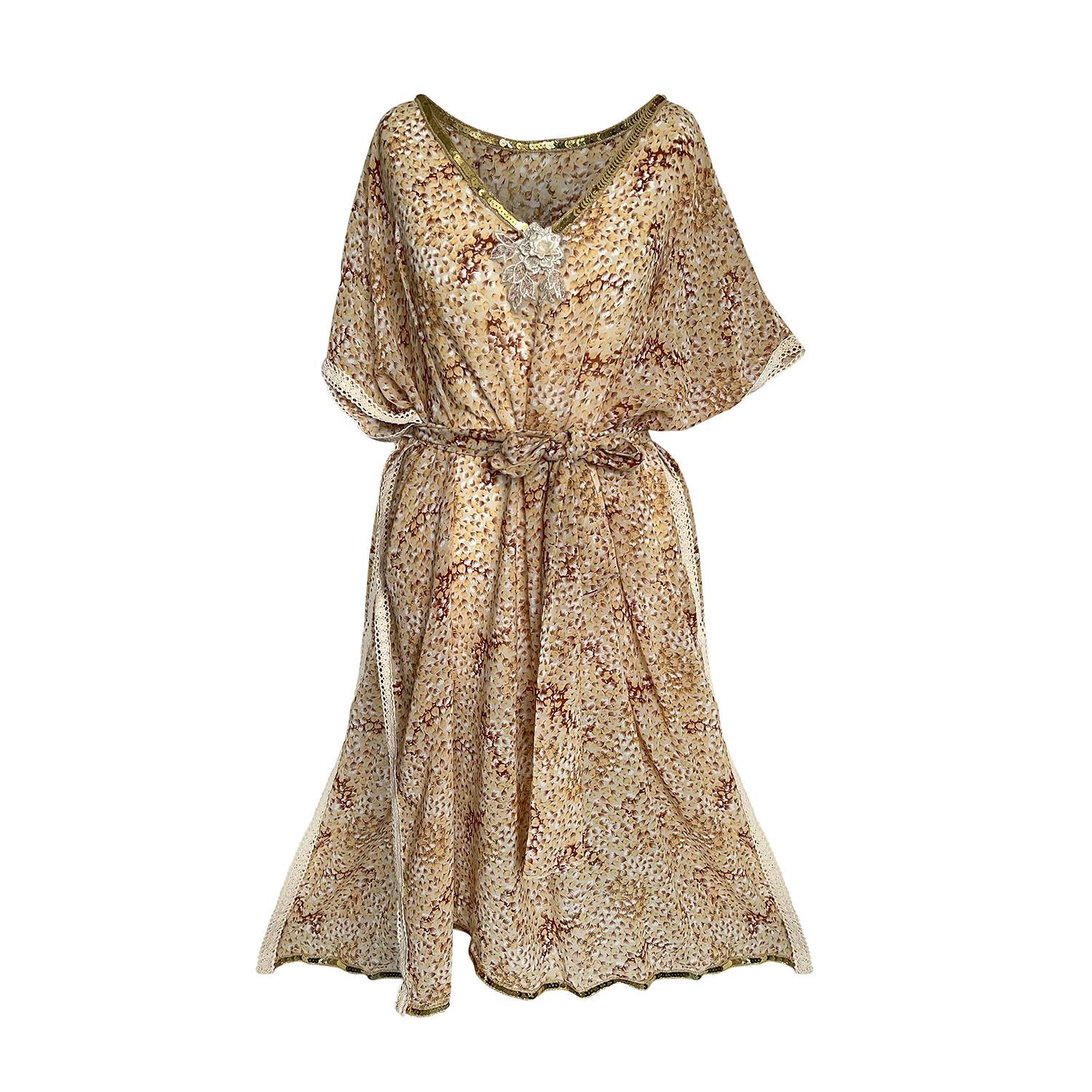 TOMA WOMEN'S BROWN / GOLD SUN BEACH KAFTAN COVER UP CARAMEL