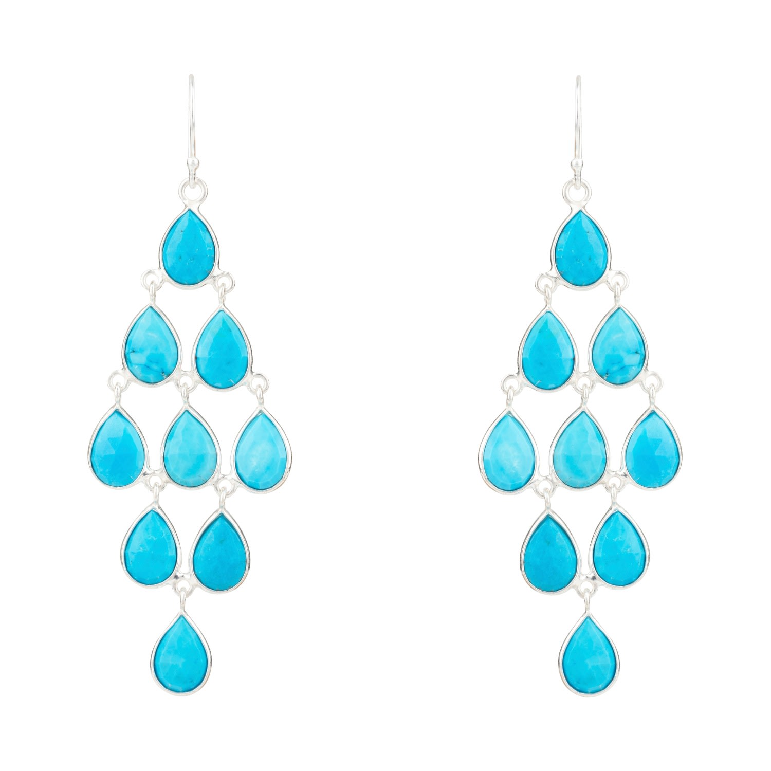 Latelita Women's Green / Blue / Silver Erviola Gemstone Cascade Earrings Silver Turquoise In Multi