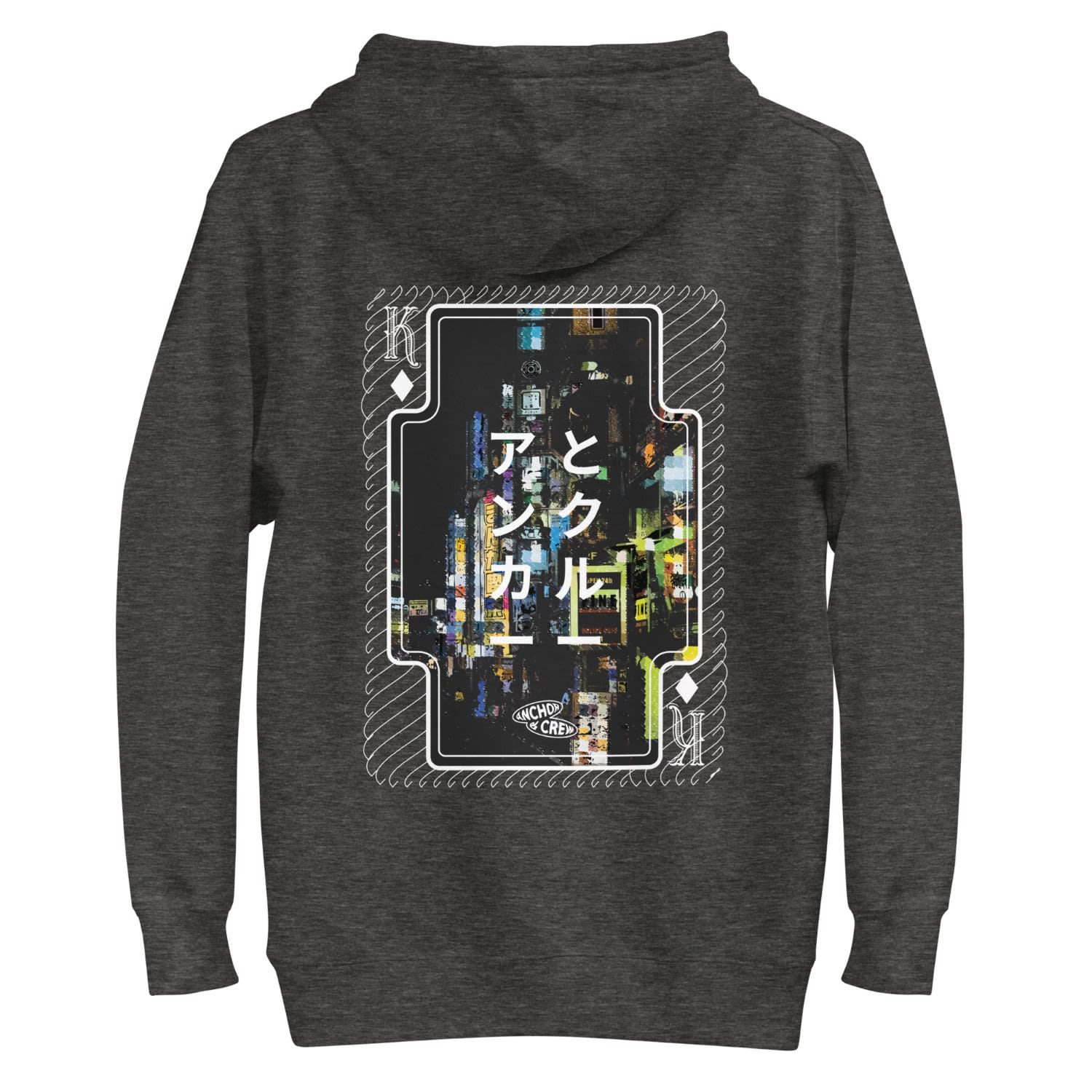 Anchor & Crew Black / Grey Charcoal Heather Two Japan Gurafiku Cotton Blend Hoodie - Women In Black/grey