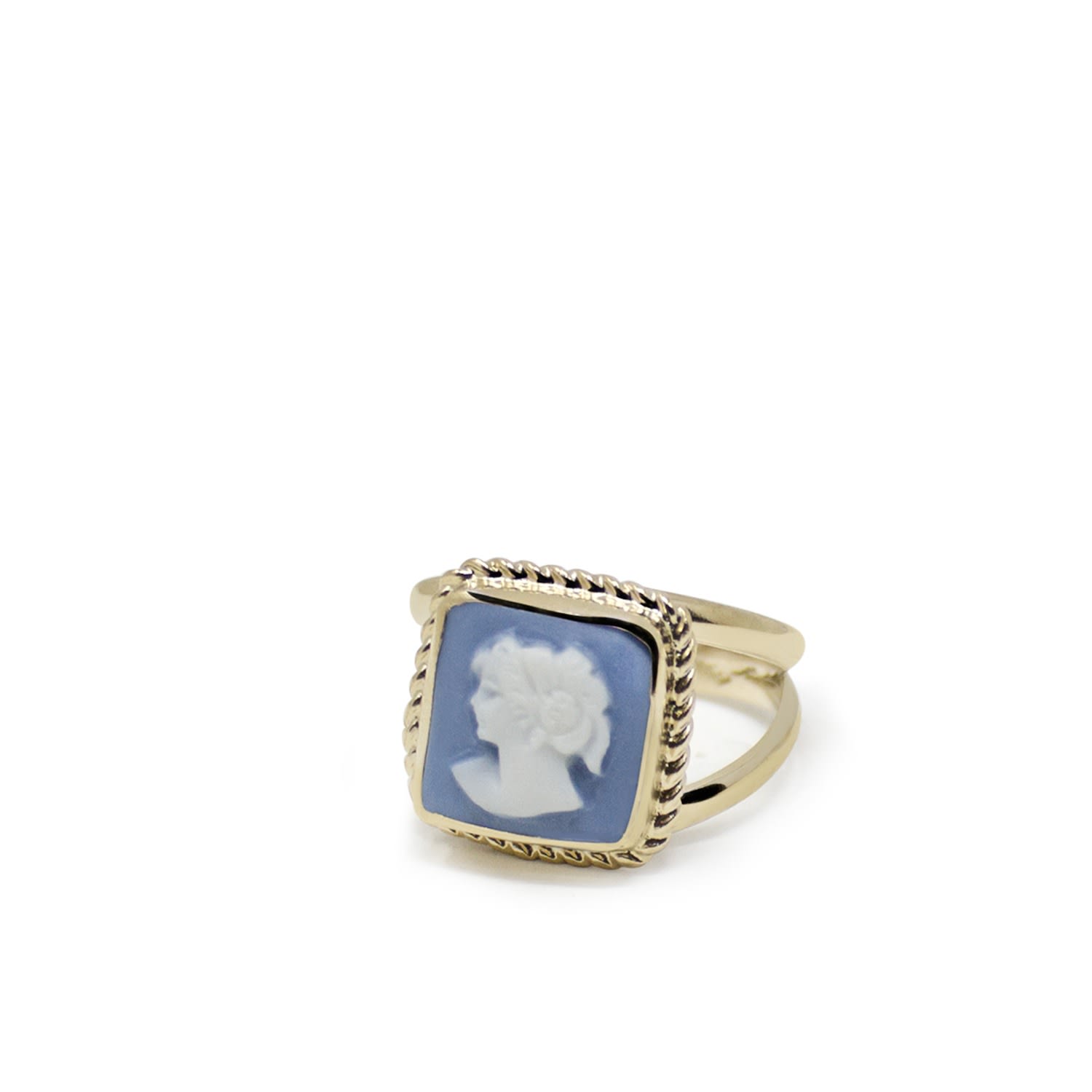 Women’s Blue / Gold The Beloved Gold-Plated Sky Blue Cameo Ring Vintouch Italy