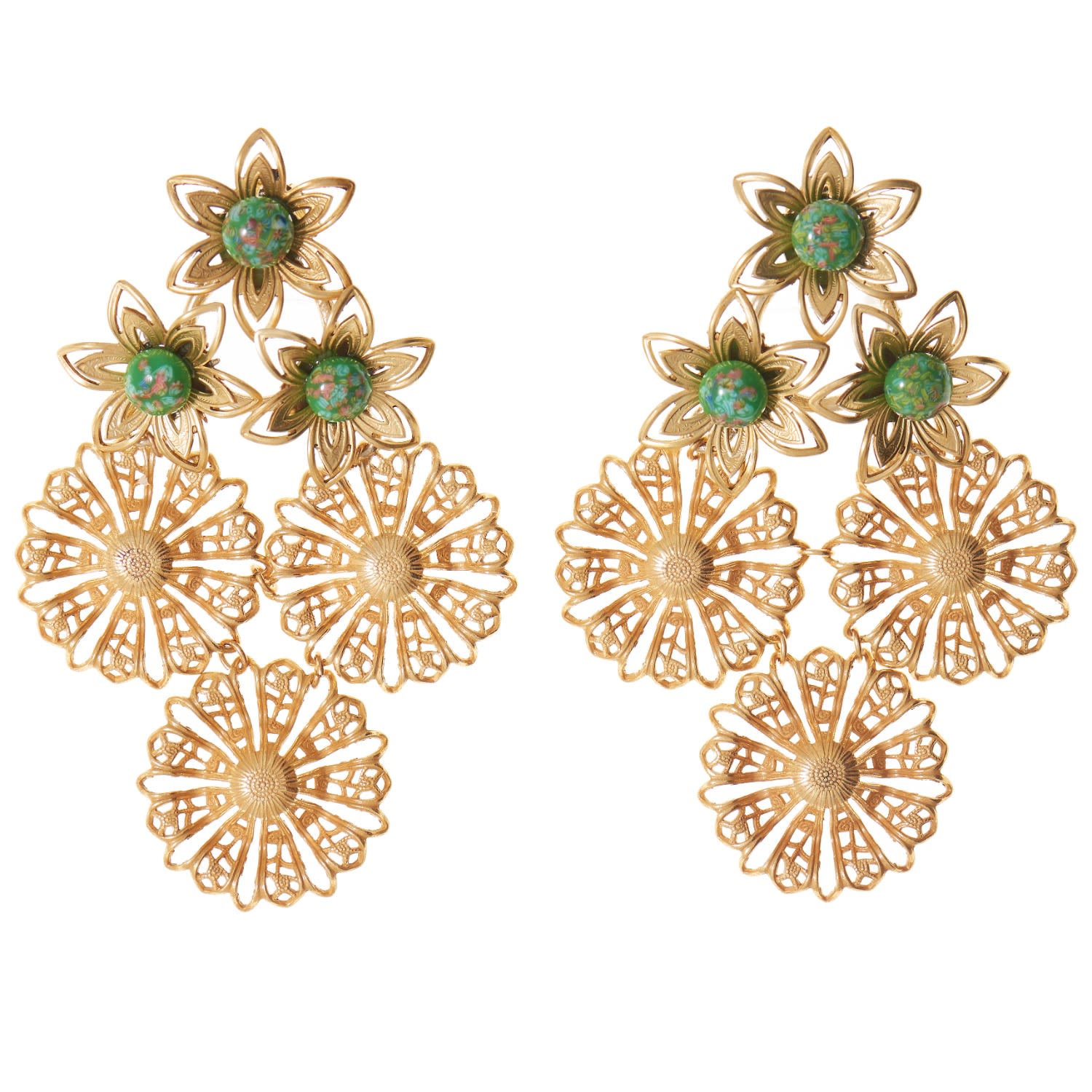 Castlecliff Women's Green / Gold Dahlia Earring In Olive