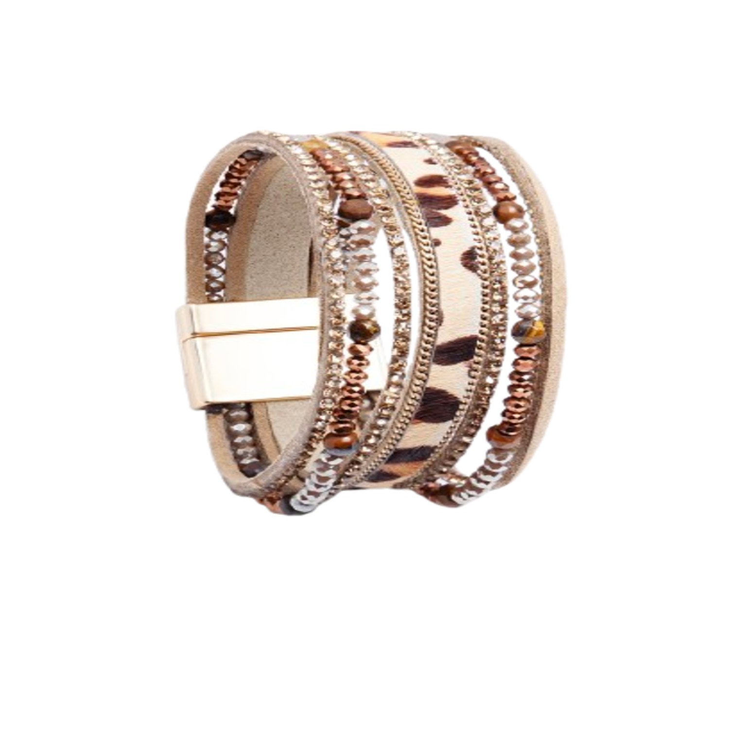 Saachi Women's Brown Beaded Animal Fur Bracelet