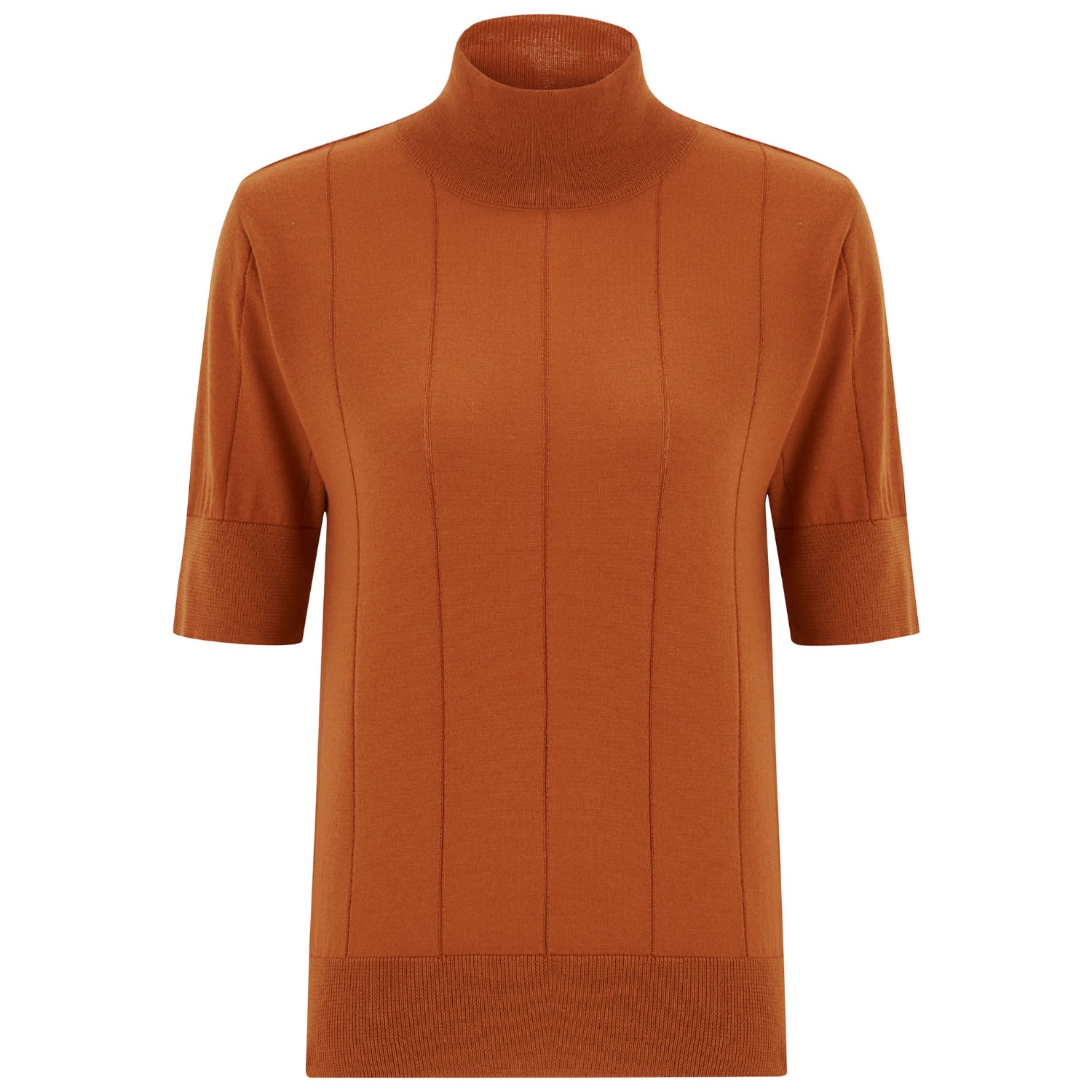 Peraluna Women's Yellow / Orange Betty High Neck Short Sleeve Knitwear Fine Blouse - Orange In Yellow/orange
