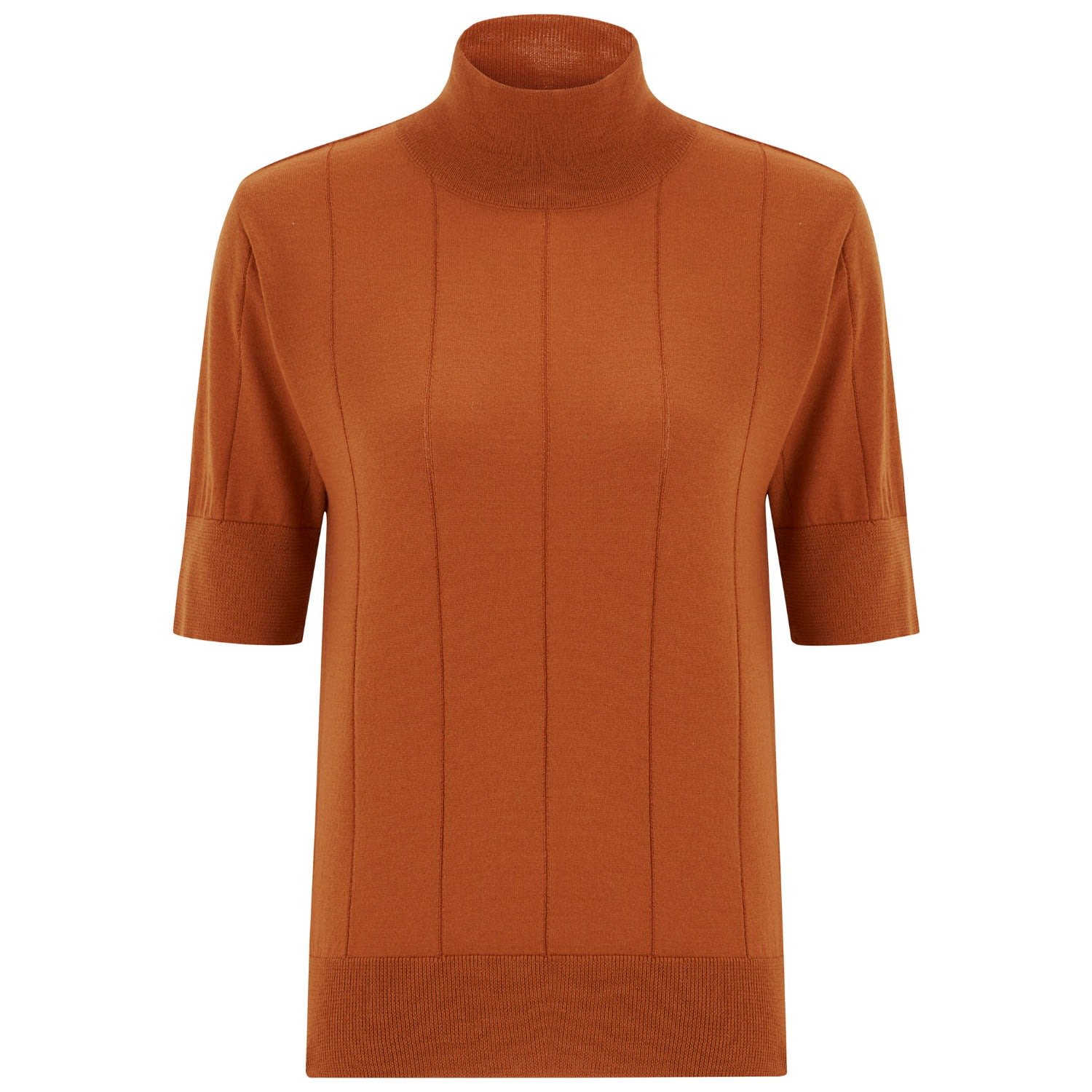 Women’s Yellow / Orange High Neck Short Sleeve Knitwear Fine Blouse - Orange Small Peraluna