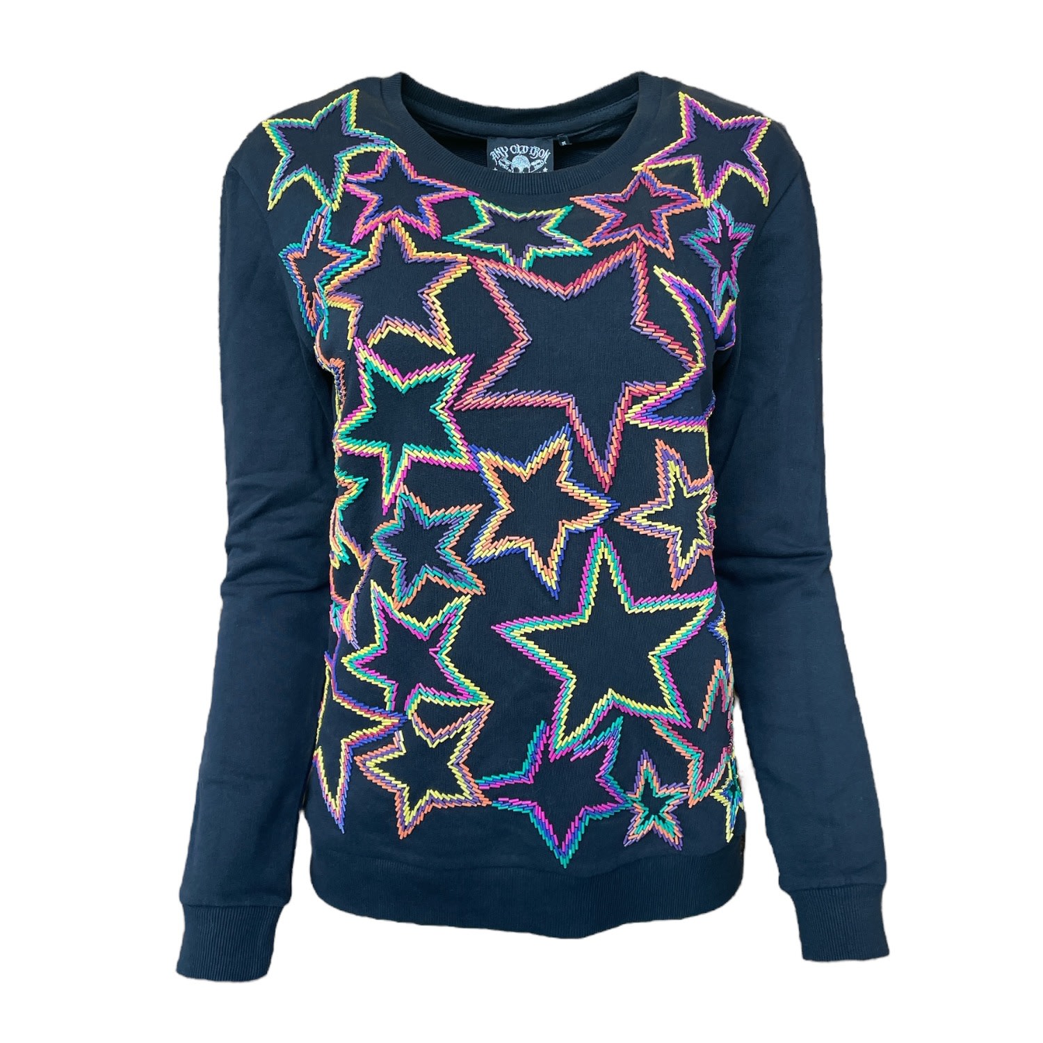 Any Old Iron Women's Black Hand-beaded Color Star Sweatshirt In Black