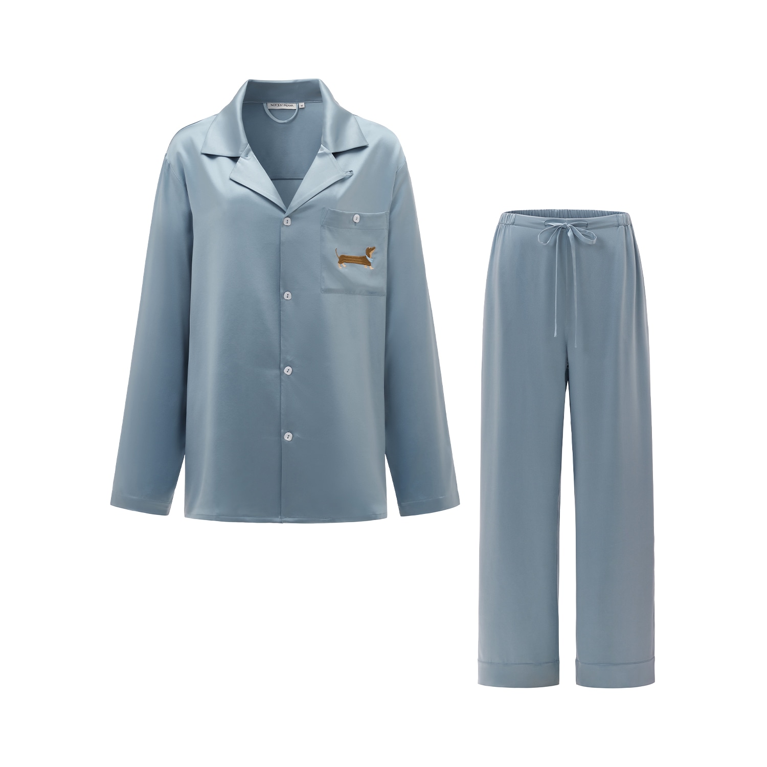 Not Just Pajama Women's Dachshund Charm Silk Lounge Set - Blue In Blue