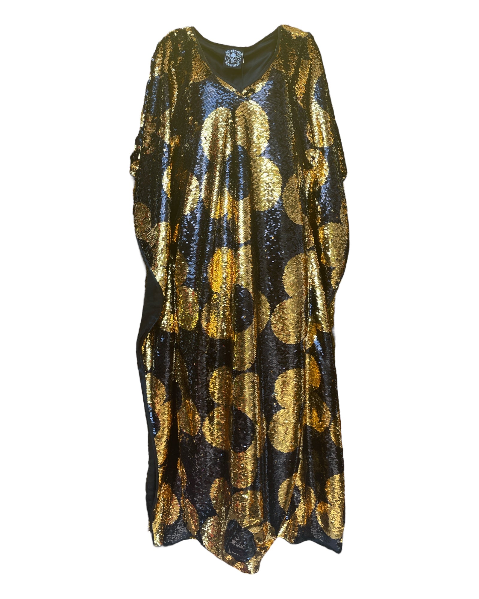 Any Old Iron Women's Gold / Black Right Golden Quant Sequin Kaftan In Gold/black