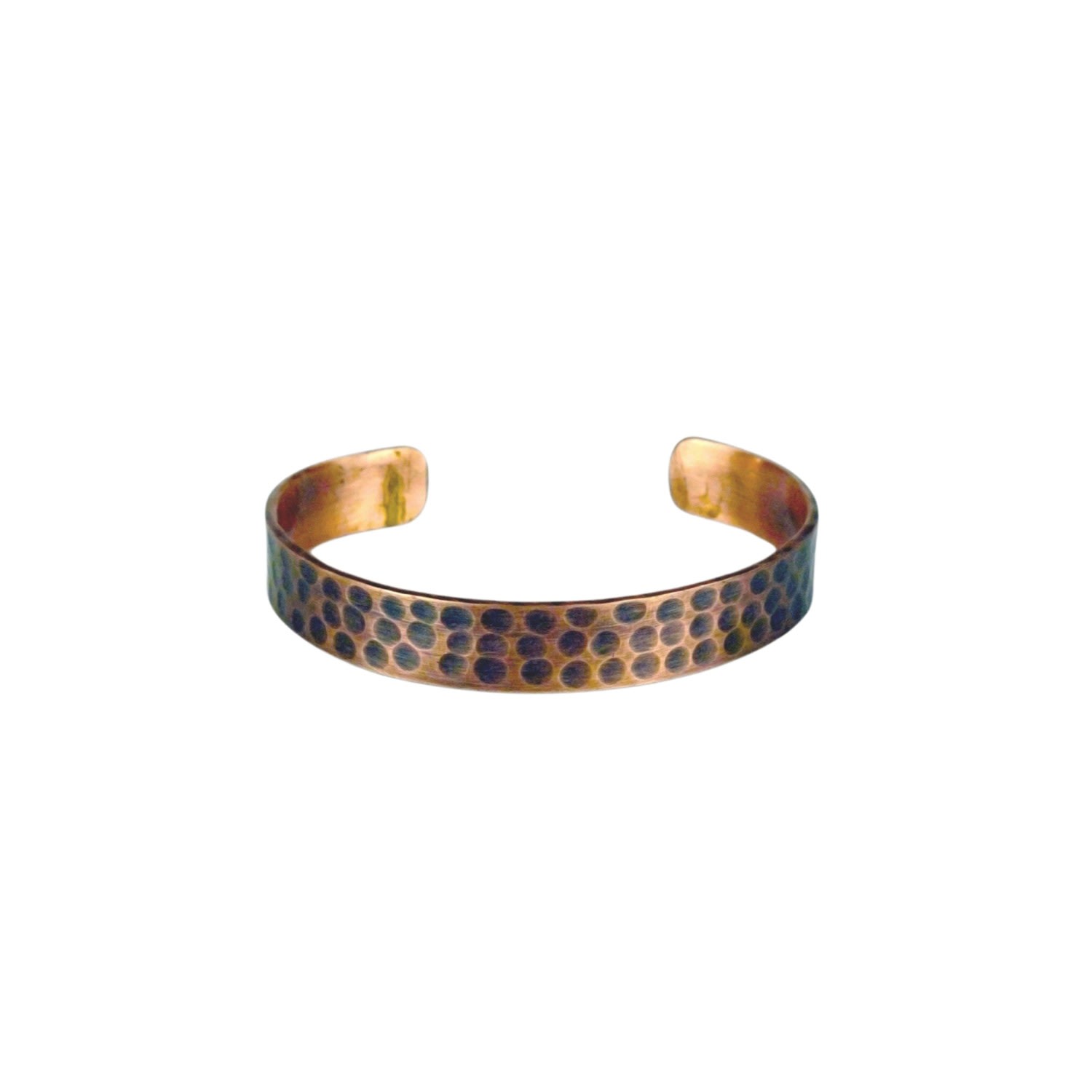 Anatoliacraft Brown Hammered Copper Cuff Bracelet For Men