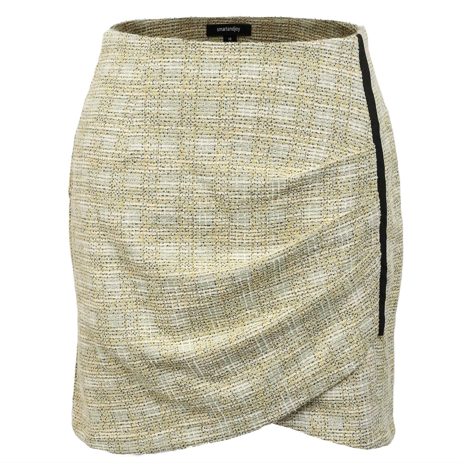 Smart And Joy Women's Yellow / Orange Short Skirt With Side Drape And Bias - Yellow In Yellow/orange