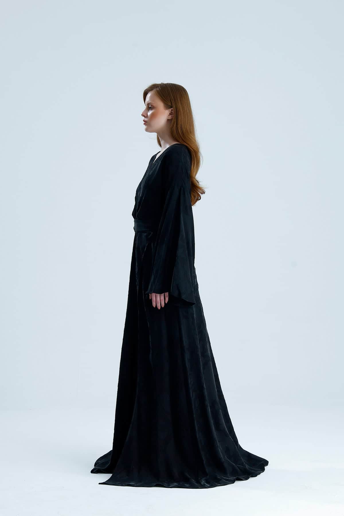 loose fit evening dresses Lilamie Larissa Long Sleeve V-neck Maxi Dress