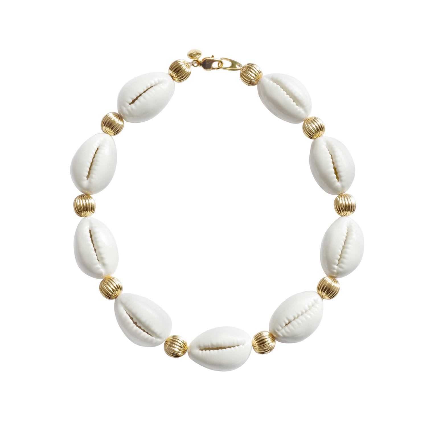 Women’s Gold / White Porcelain Cowrie Shell Collar Necklace Poporcelain