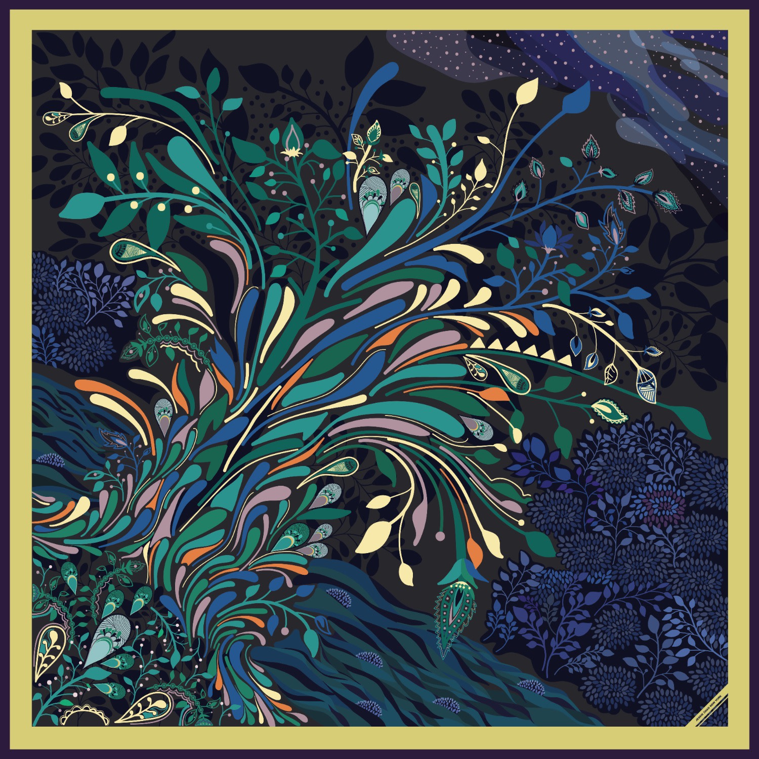 Jessie Zhao New York Silk Scarf Of The Sprinkle Night In Black