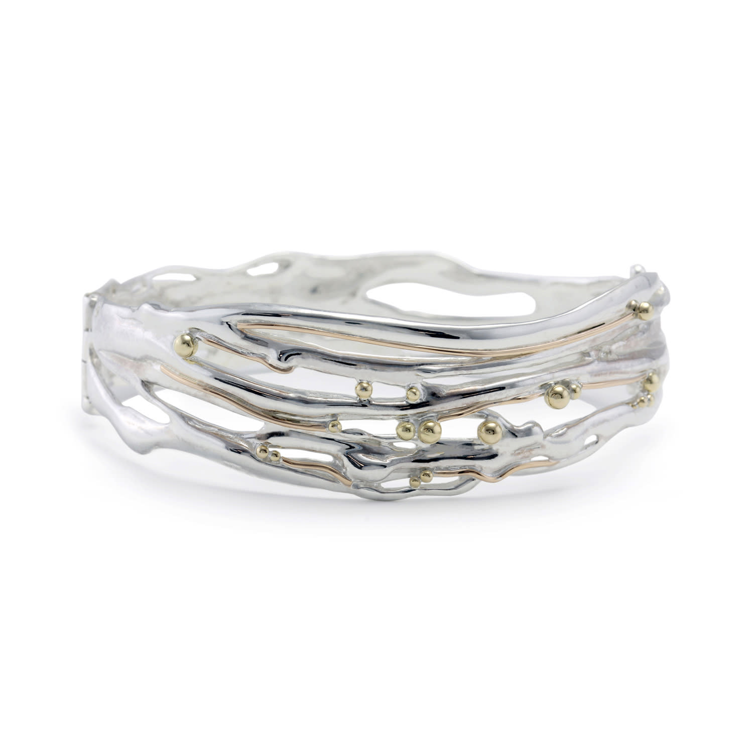Isla Silver Women's Gold / Silver Handcrafted Sterling Silver Bangle With Gold Details In Multi