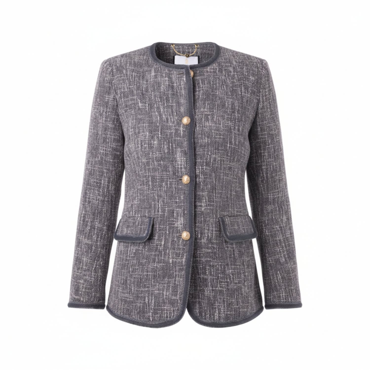 Women's Blue Mirabella Navy Weave Long-Line Jacket | Large | Franchetti Bond