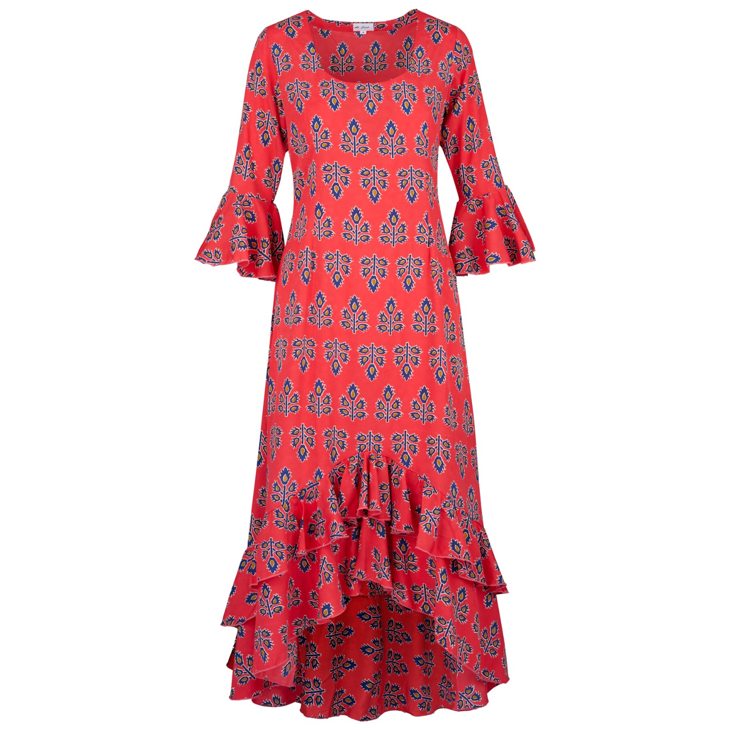 At Last... Women's Red Victoria Midi Dress In Orange Thistle In Red