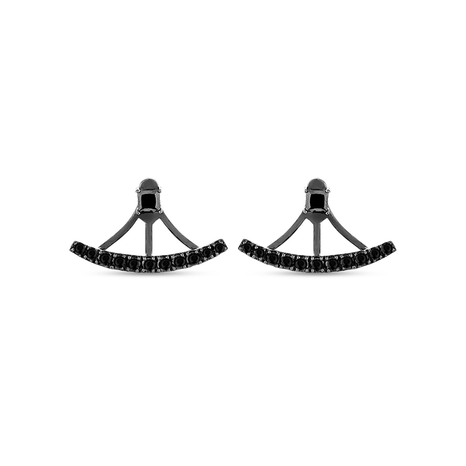 Sally Skoufis Women's Complete Ear Jacket With Man Made Cz Diamond Stimulant In Black Rhodium In Black