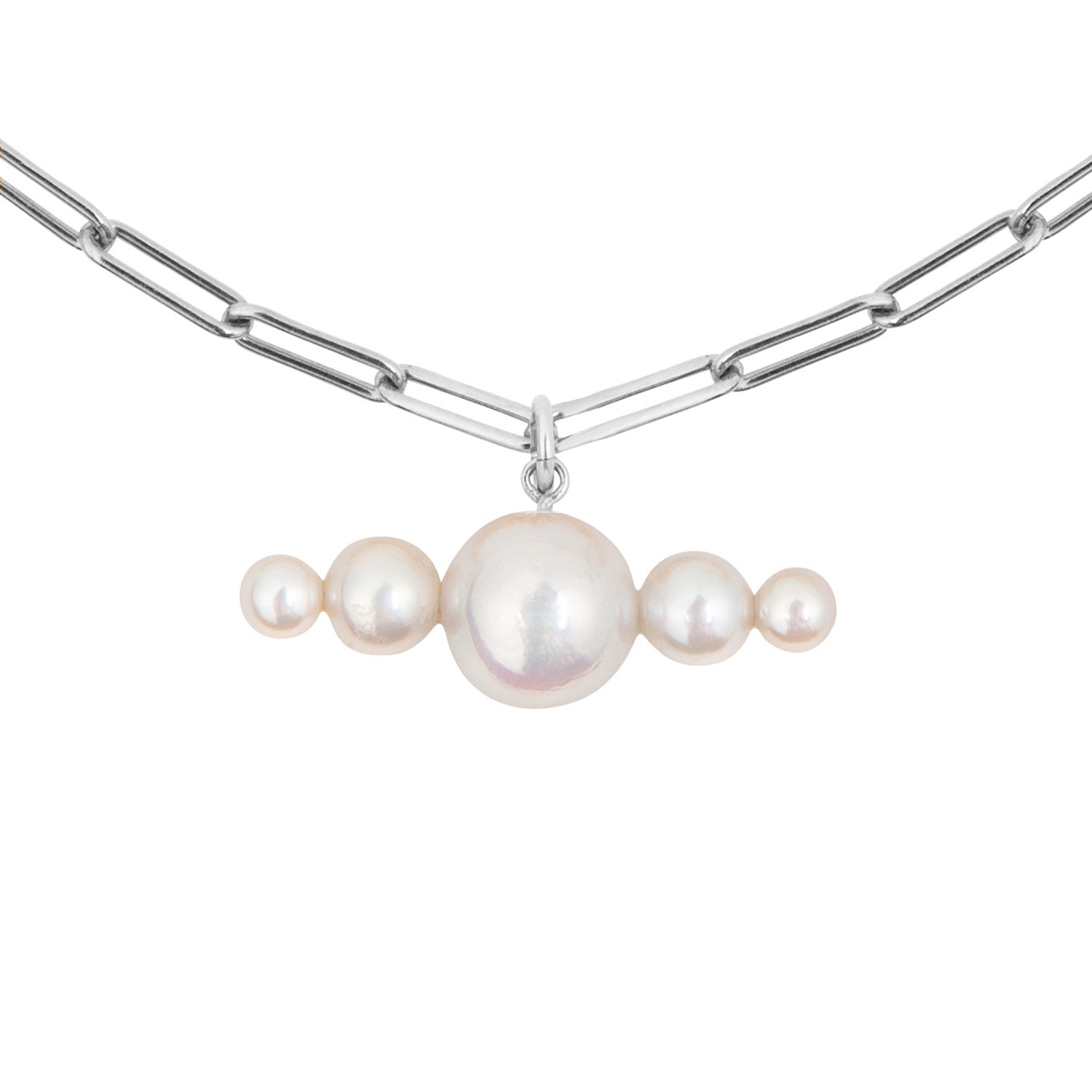 Women’s Aetia Linea Pearl Chain Necklace - Silver Ora Pearls