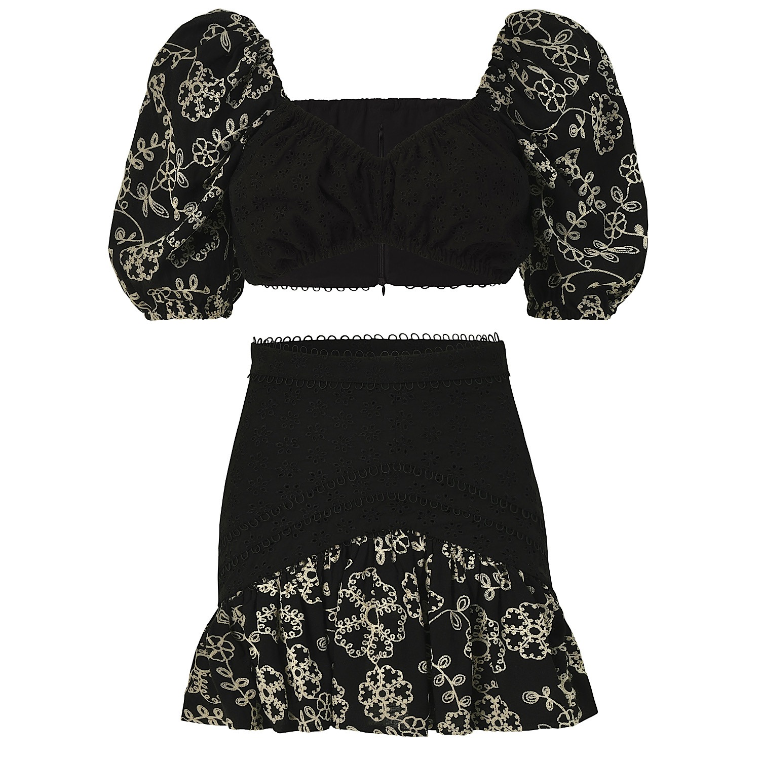 Women’s Roselenda Black Mini Skirt & Top Two Piece Set Large Selen Jewels