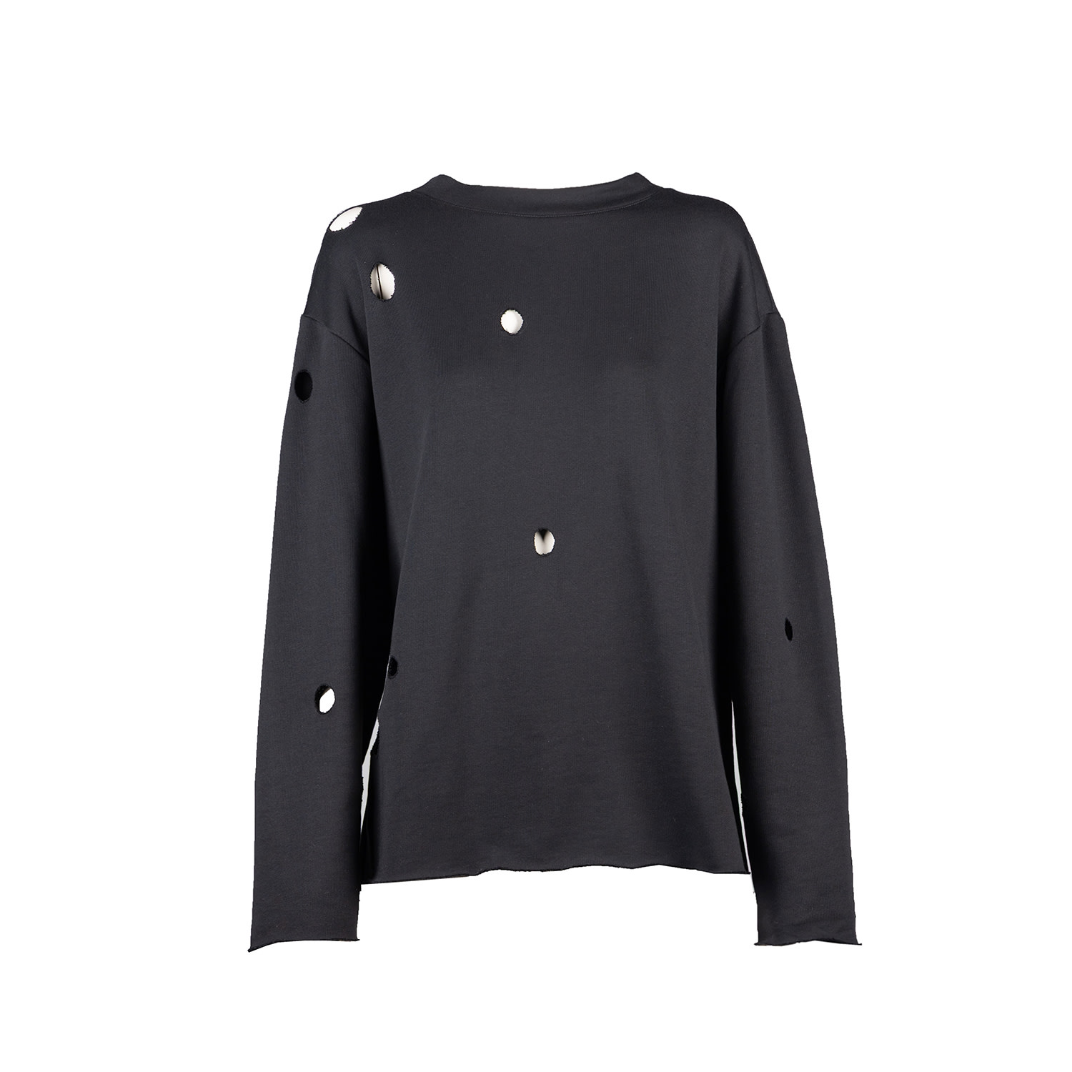 Una Berzina Women's Black Grunge-style Sweatshirt With Holes In Black