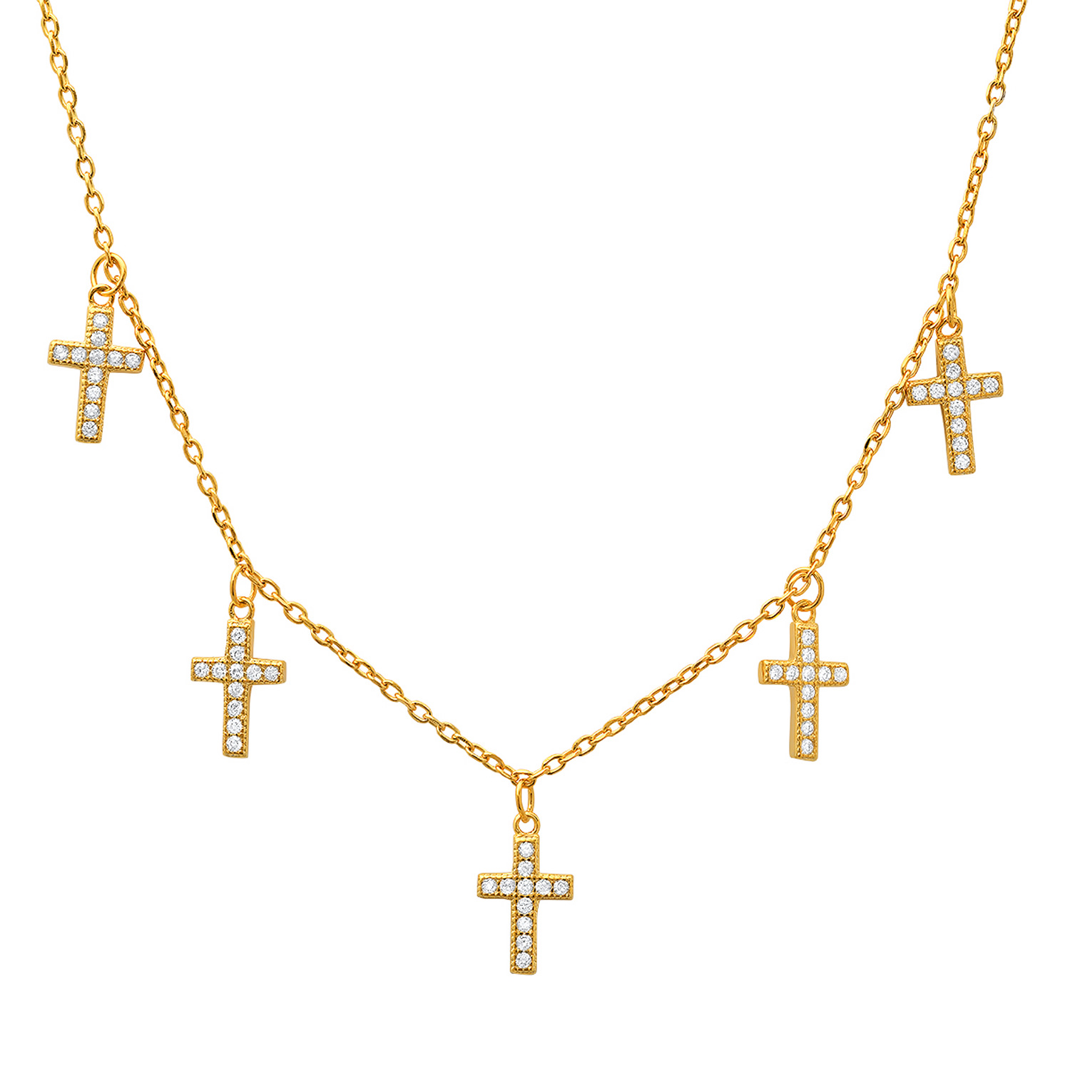 Women’s Gold Dangling Diamond Cz Cross Charm Necklace Kylie Harper