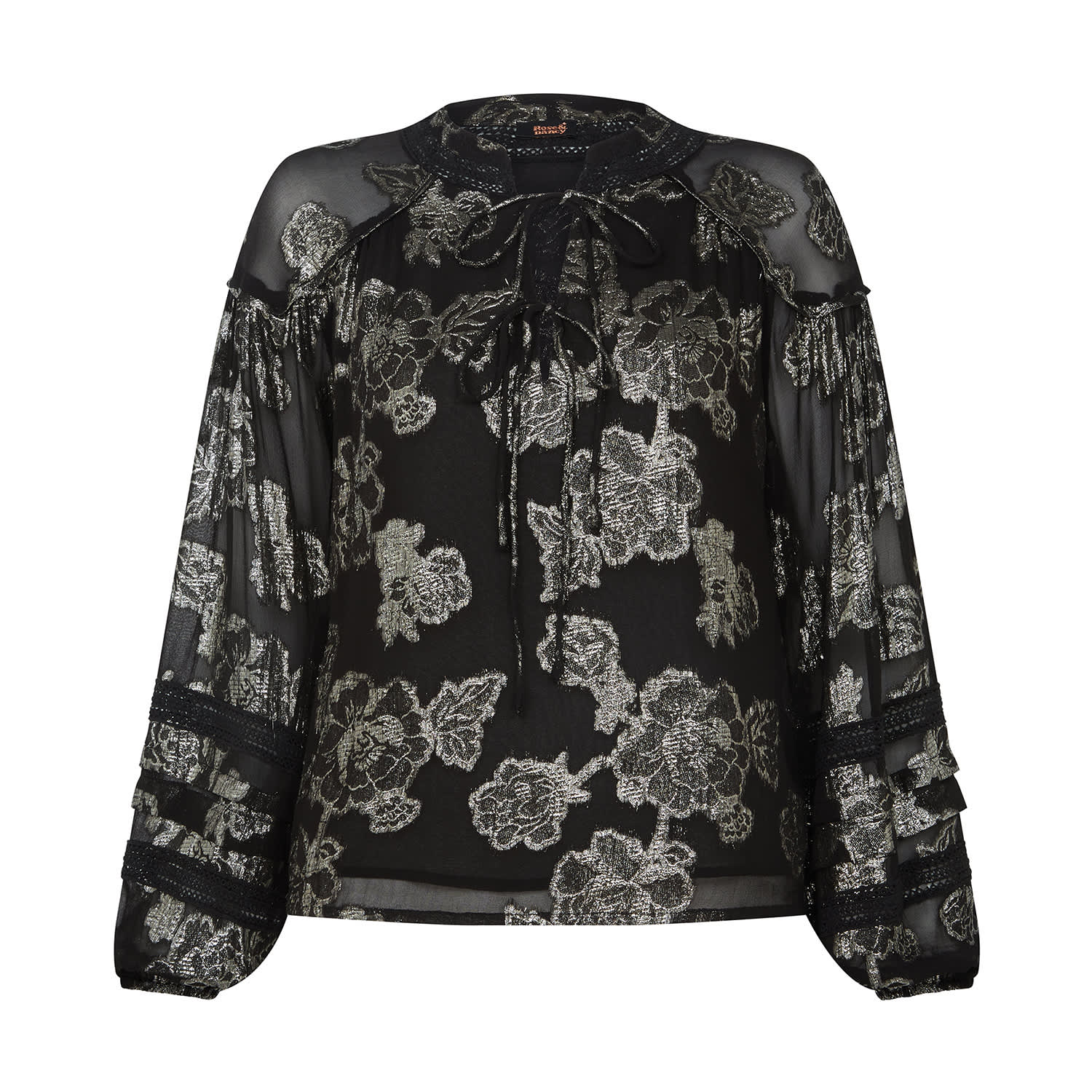 Rose & Nancy Women's Black / Silver Dahlia Black Silver Blouse In Black/silver