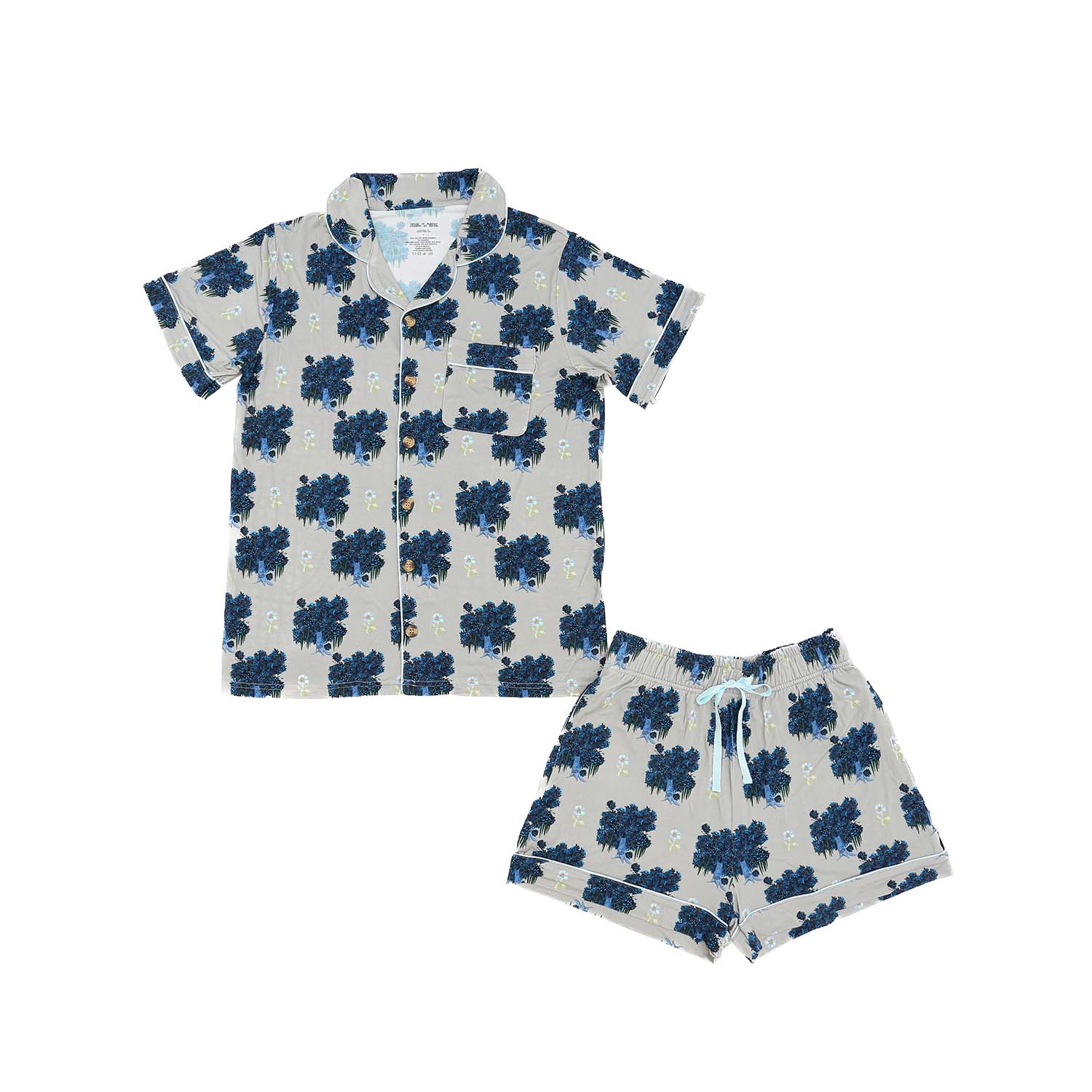 House Of Murphy Women's Neutrals / Blue Blue Moss Tree Bamboo Pajamas