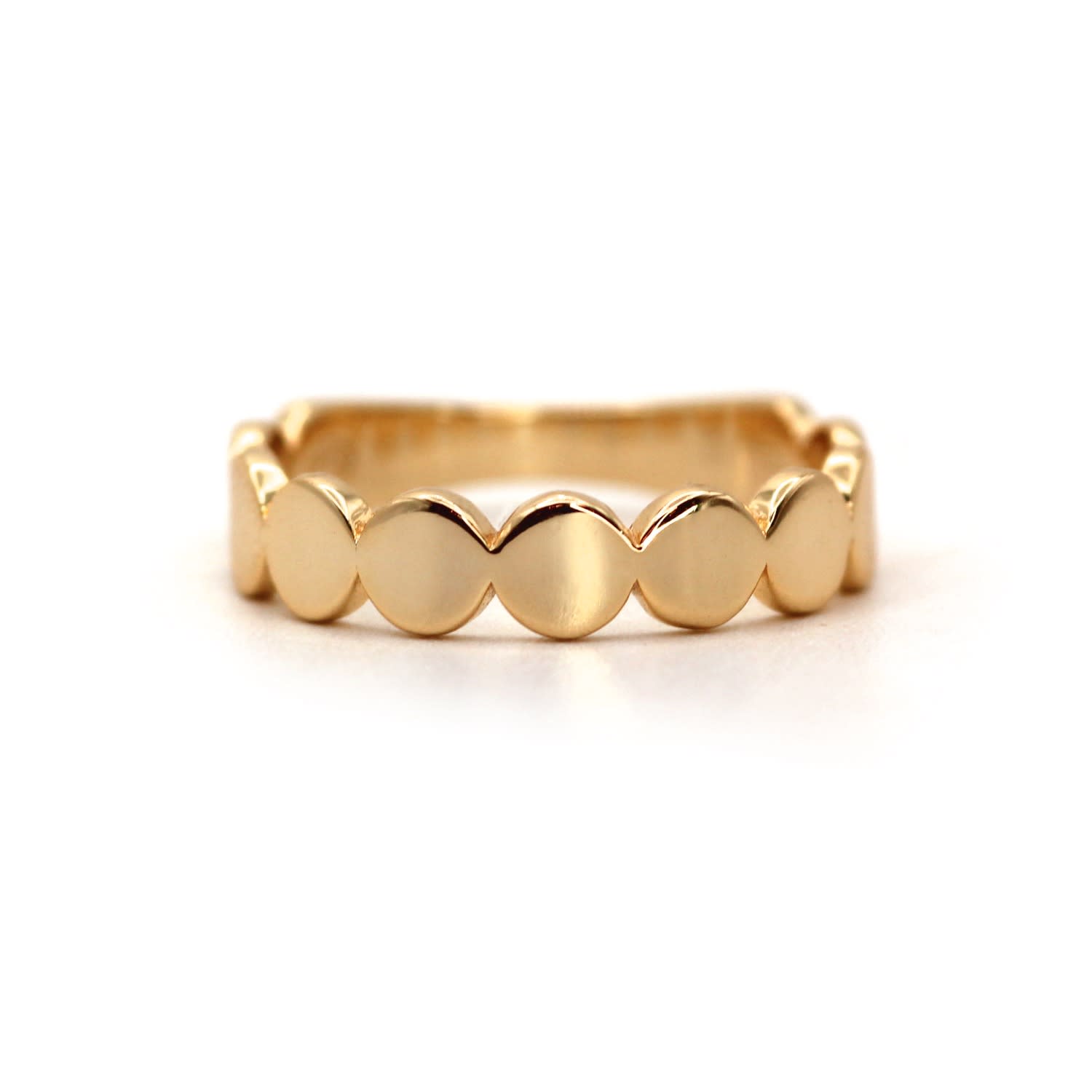 Vicstonenyc Fine Jewelry Women's Rose Gold Timeless Flat Dots Rose Solid Gold Ring