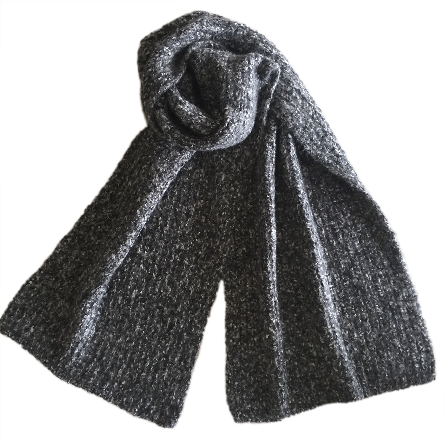 Men's St. Moritz Igloo Hand-Knitted Cashmere Scarf In Anthracite & Light Grey Mélange Grace Cashmere Zurich