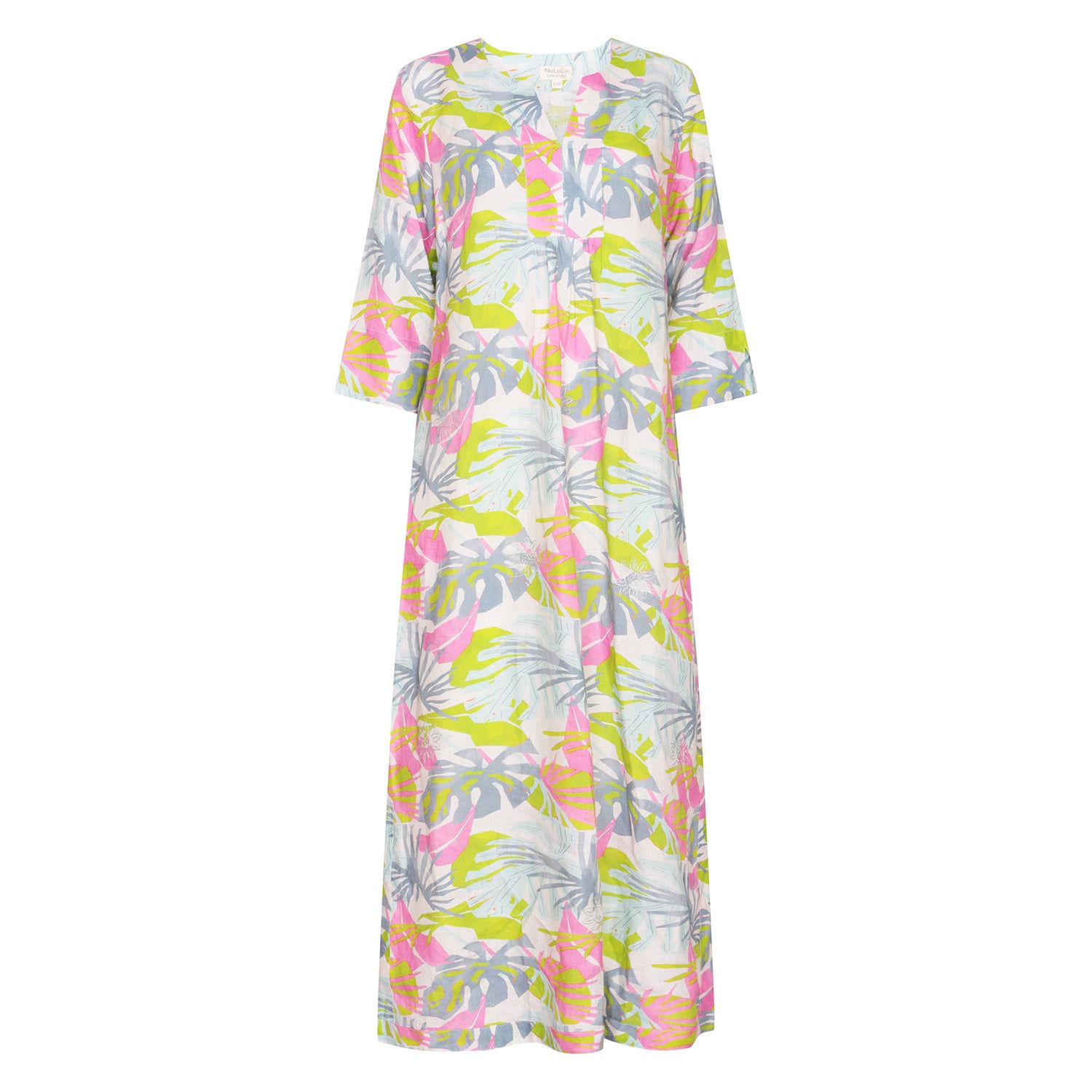 Nologo-chic Women's Fern Silver Leaf Maxi Dress Linen Multi In Gray