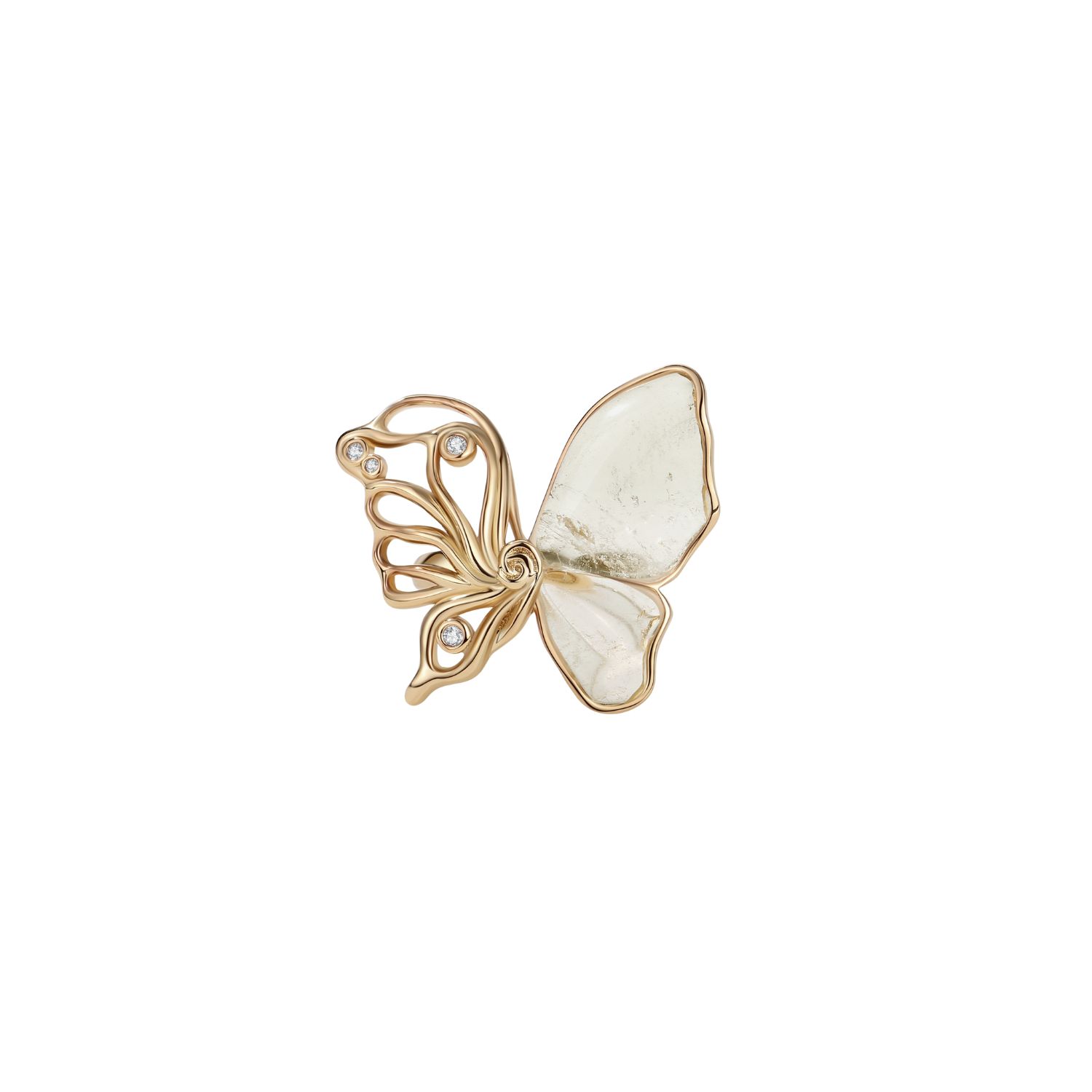 Retro Chic Women's Gold / White Butterfly Serenade Ring In Multi
