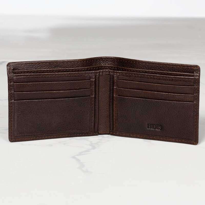 Hides Leather Co. Men's Brown All-in-one Compact Leather Wallet, Full-grain Everyday Essential
