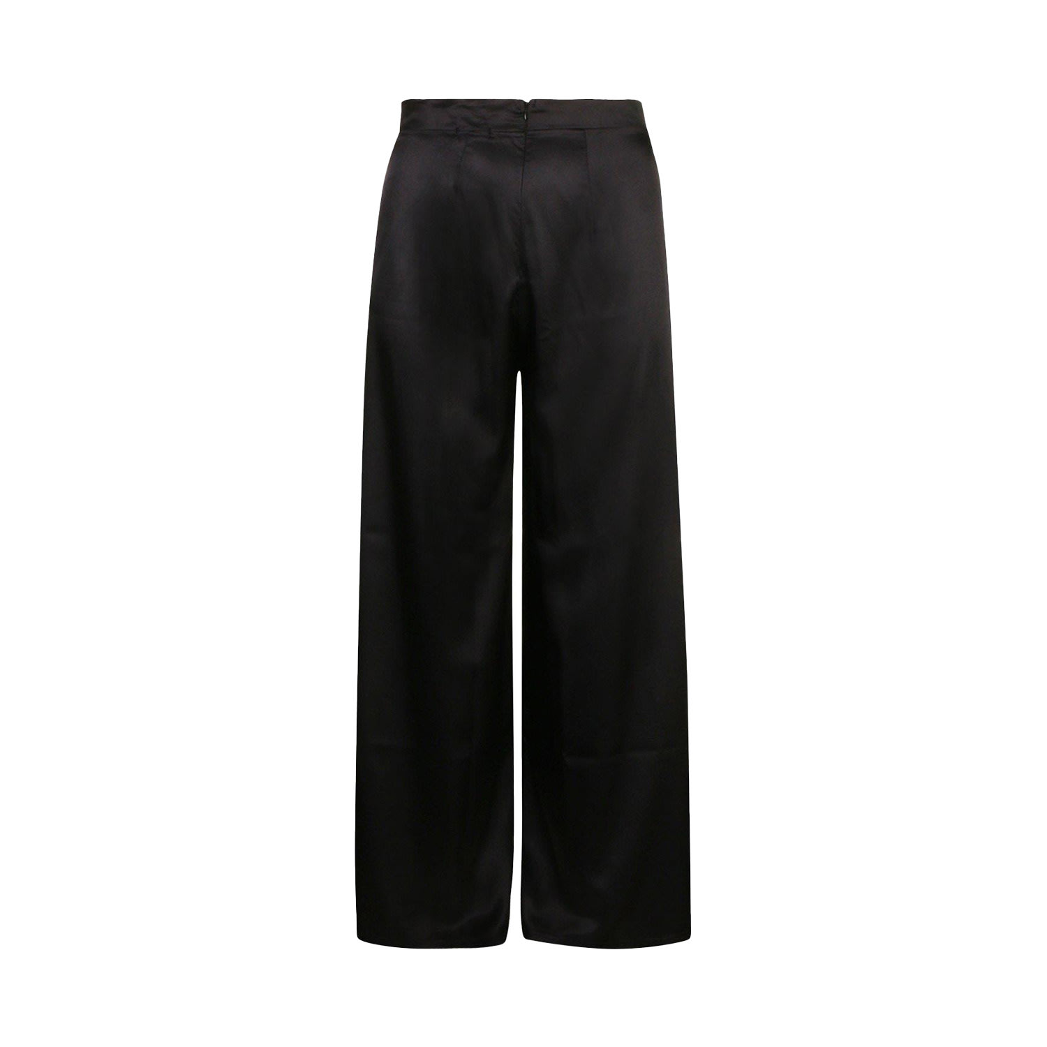 Women’s Wide Leg Trousers In Black Fluid Satin Large Vidi Blak