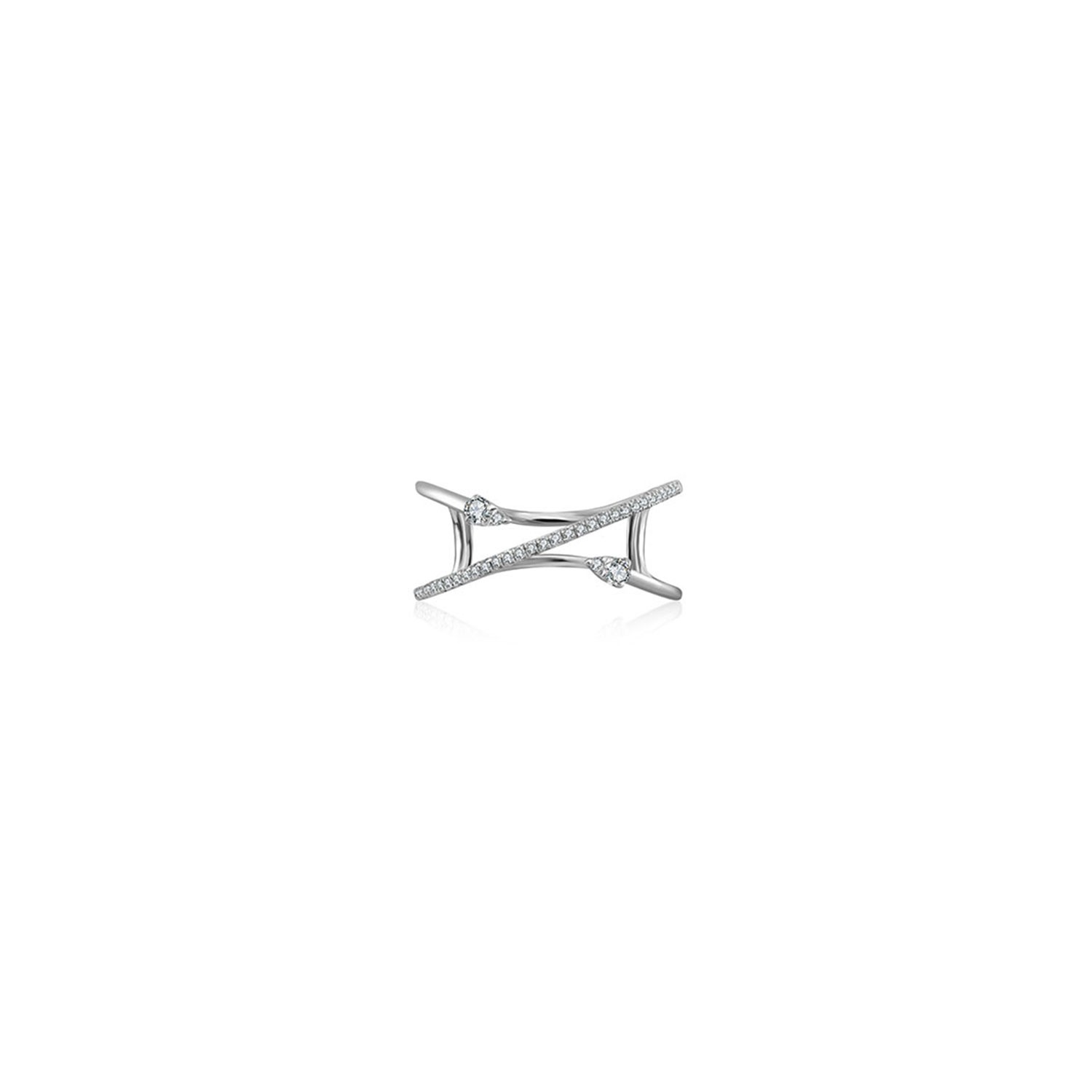 Genevieve Collection Women's 18k White Gold Double Arrow Spiral Diamond Ring In White