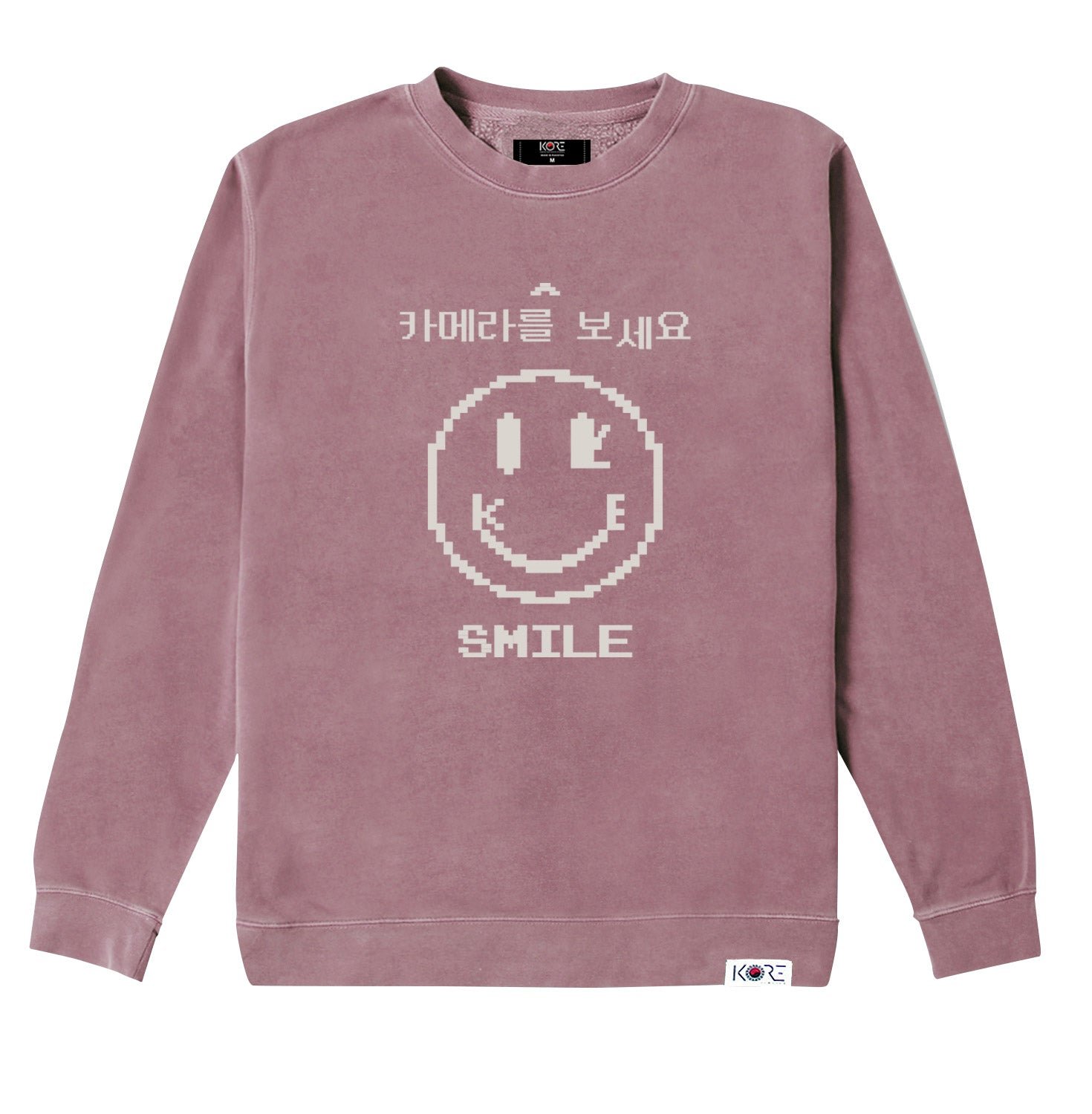 Korelimited Pink Smile At The Camera Garment Dye Crewneck In Washed Maroon In Pink
