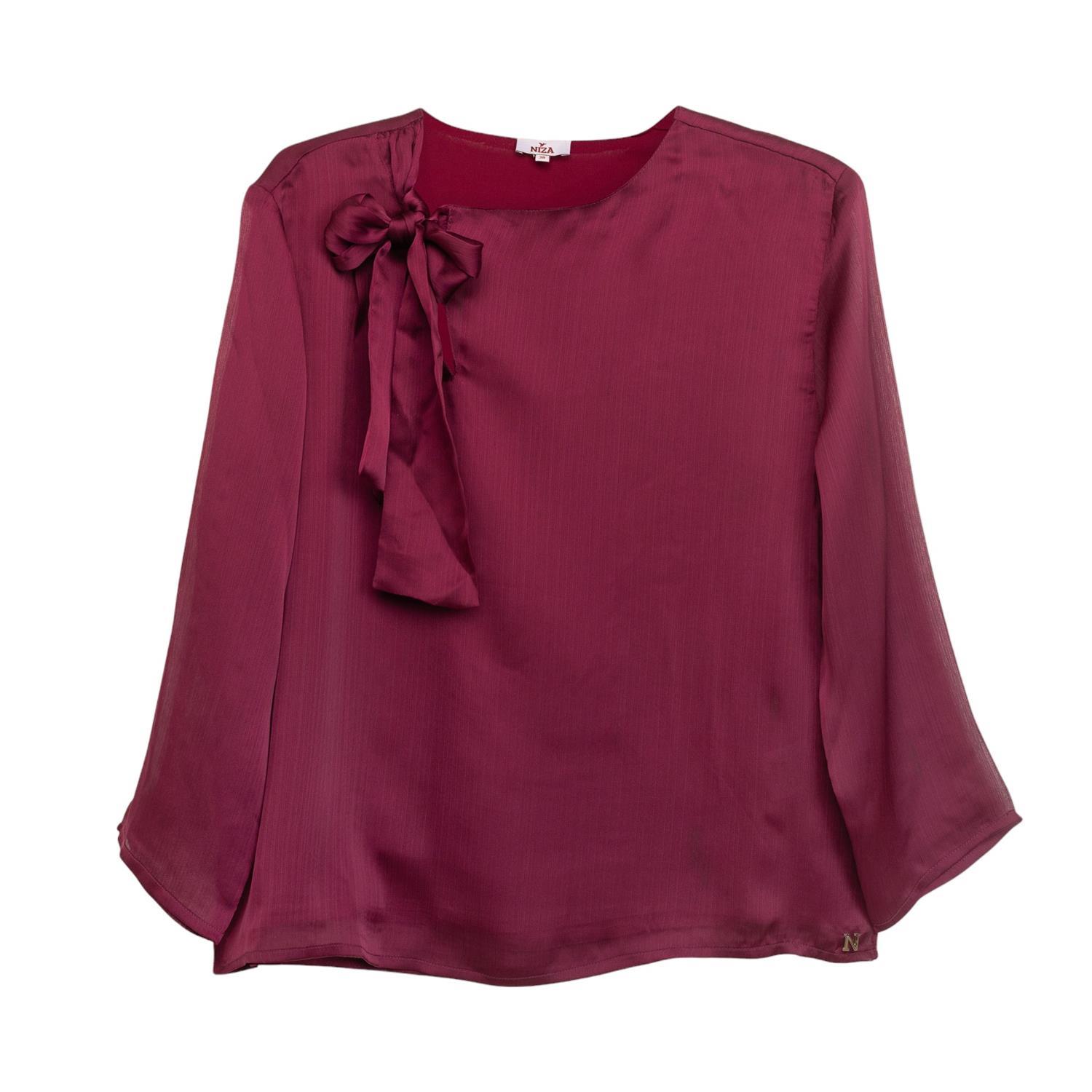 Women’s Red Blouse With Lacing At The Neckline Medium Niza