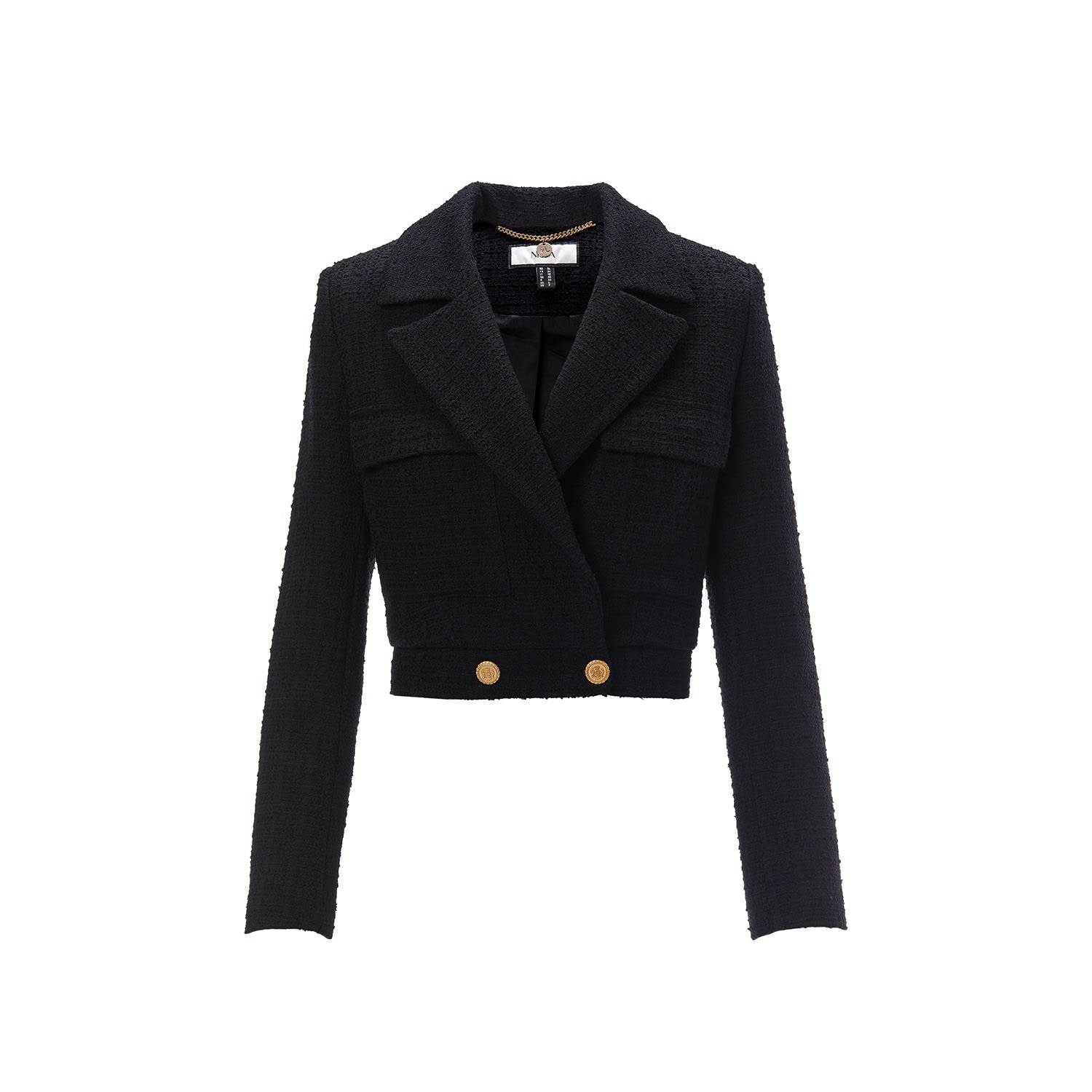 Nissa Women's Black Tweed Crop Jacket In Black