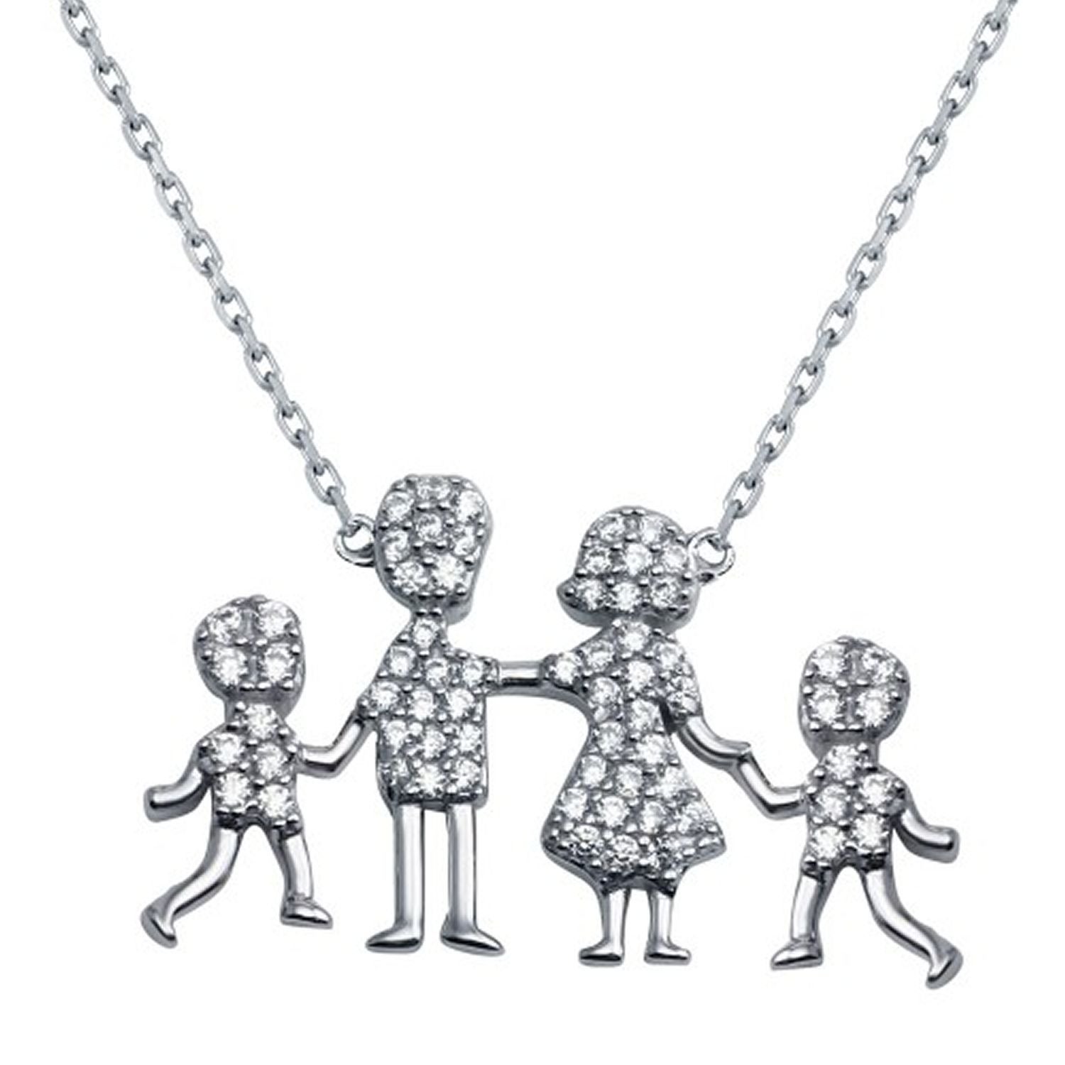 Women’s Sterling Silver Family Pendant Two Boys Necklace Cosanuova