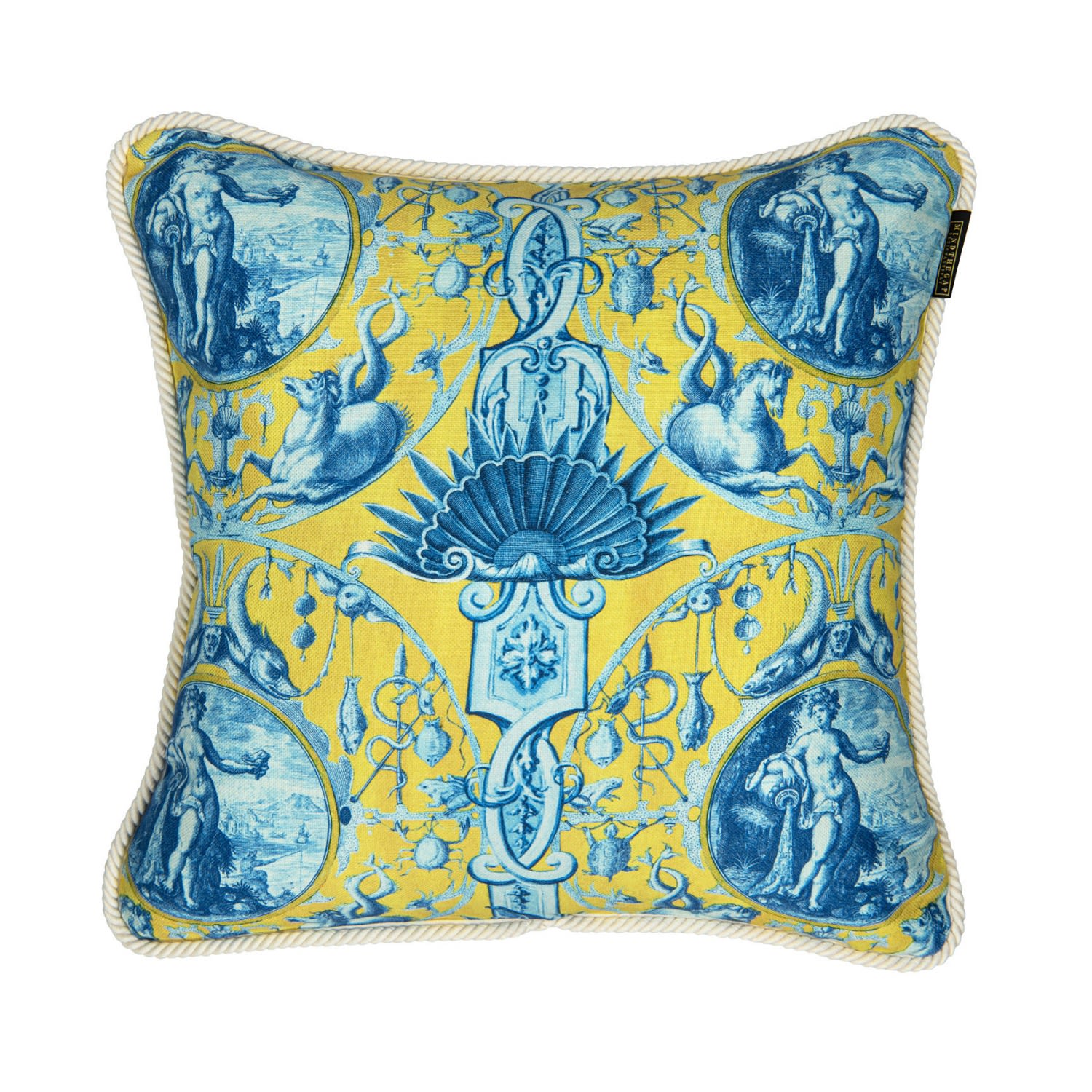 Blue / Yellow / Orange Calypso Cotton Square Cushion By Mindthegap