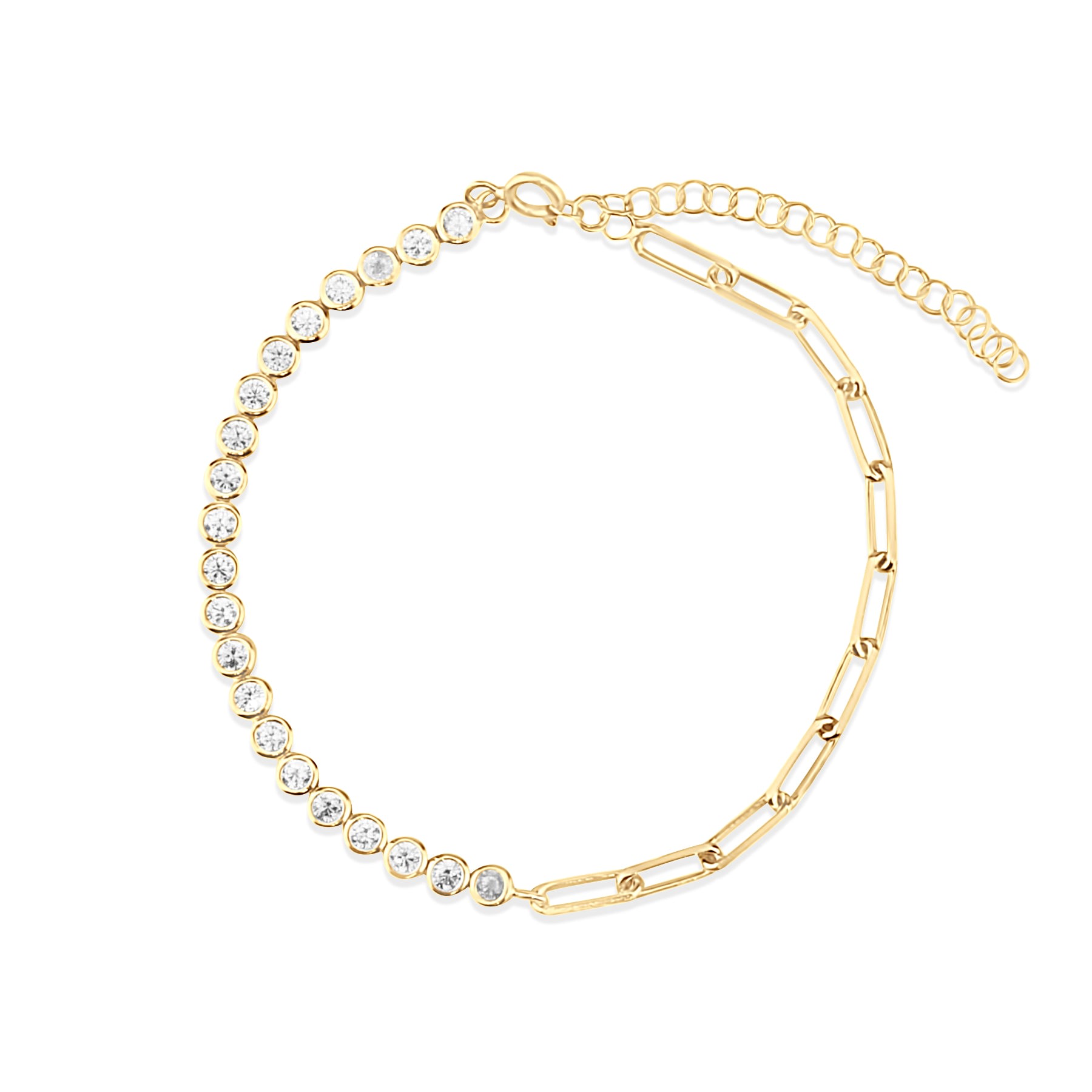 Women’s Gold Half Link Half Round Tennis Bracelet Shymi