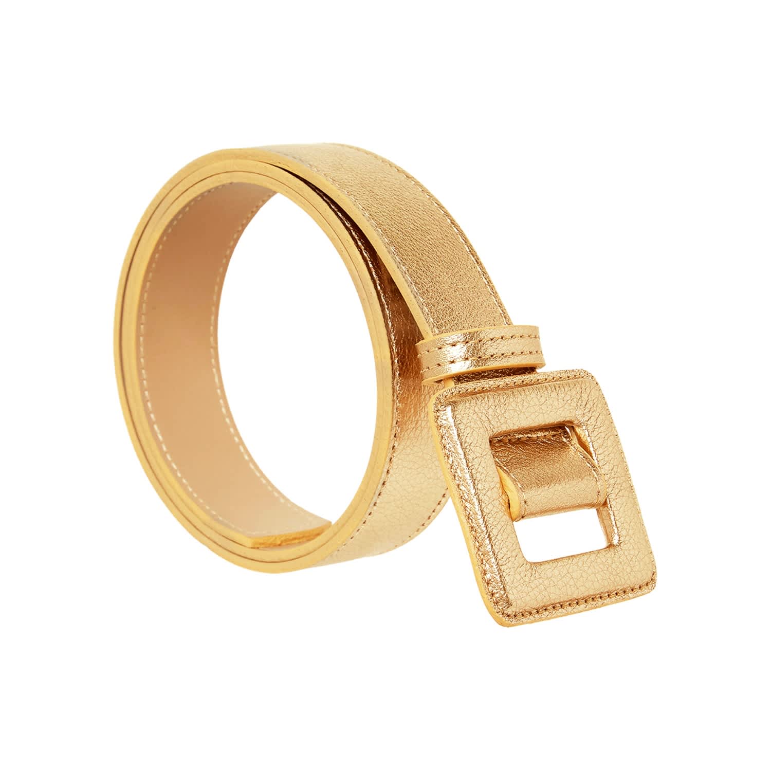 Mini Square Metallic Buckle Belt - Light Gold | BeltBe  display picture 2