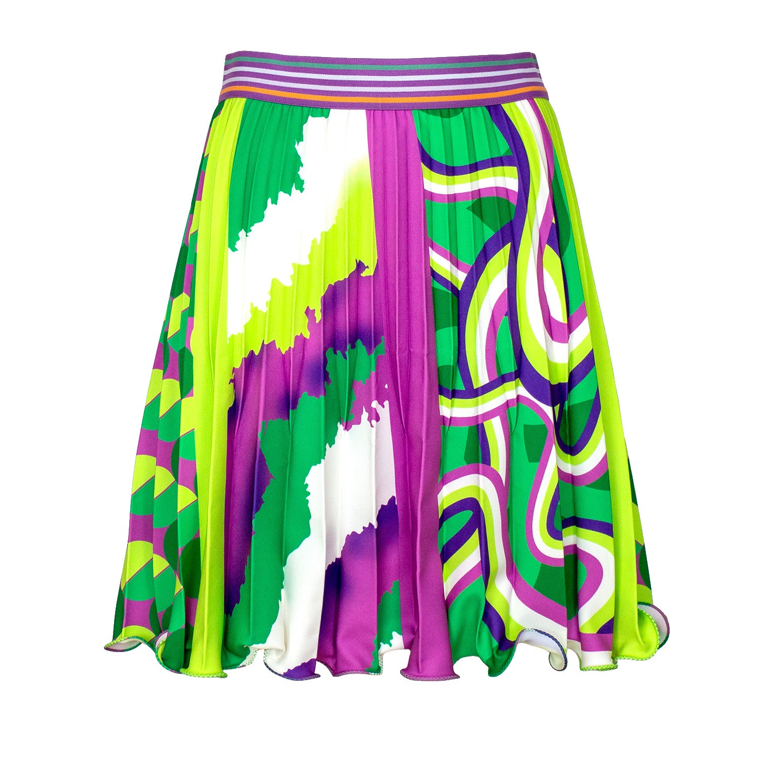 Women’s Half-Circle Pleated Mini Skirt With Colorful Digital Print Medium Lalipop Design