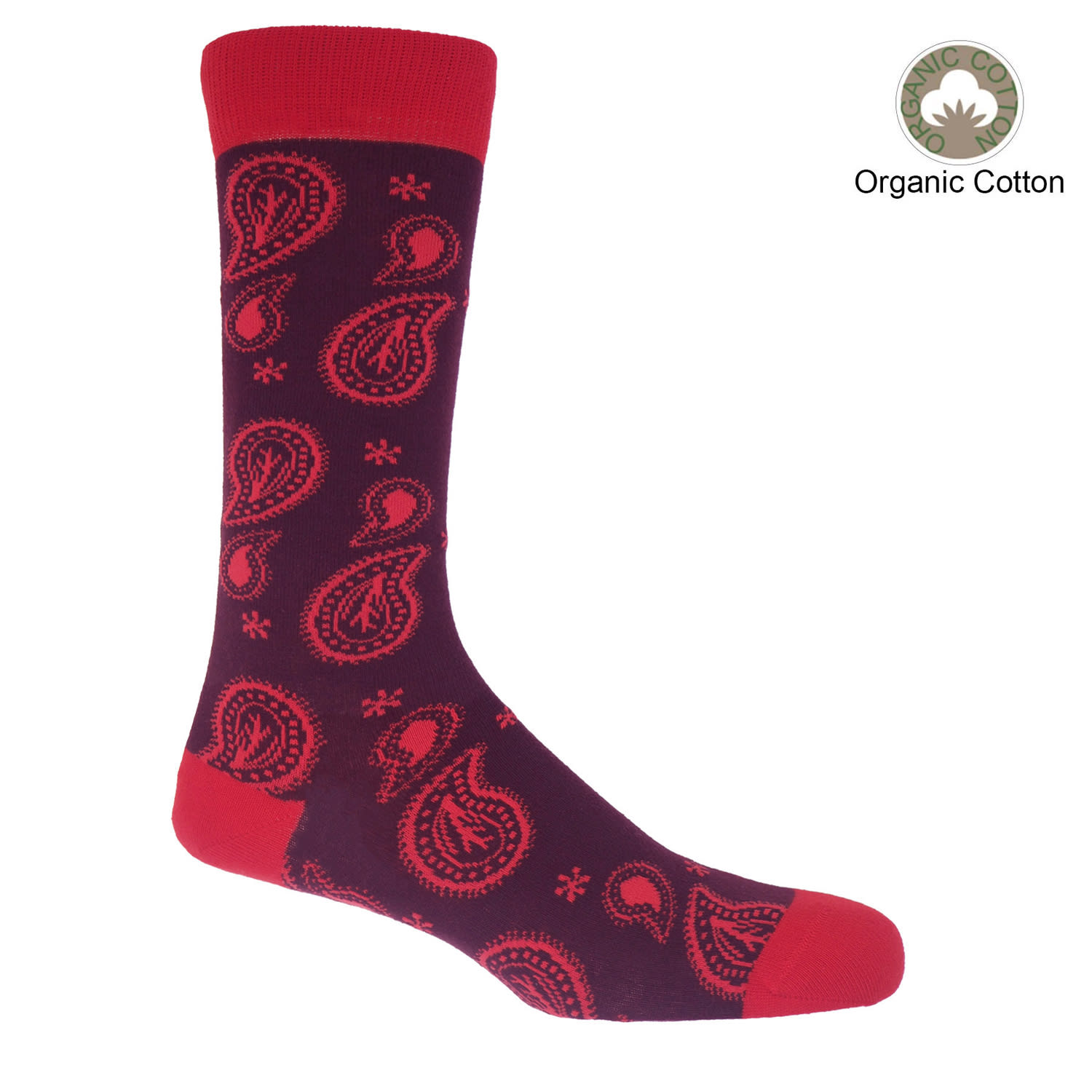 Peper Harow - Made In England Red Paisley Men's Socks – Burgundy In Red