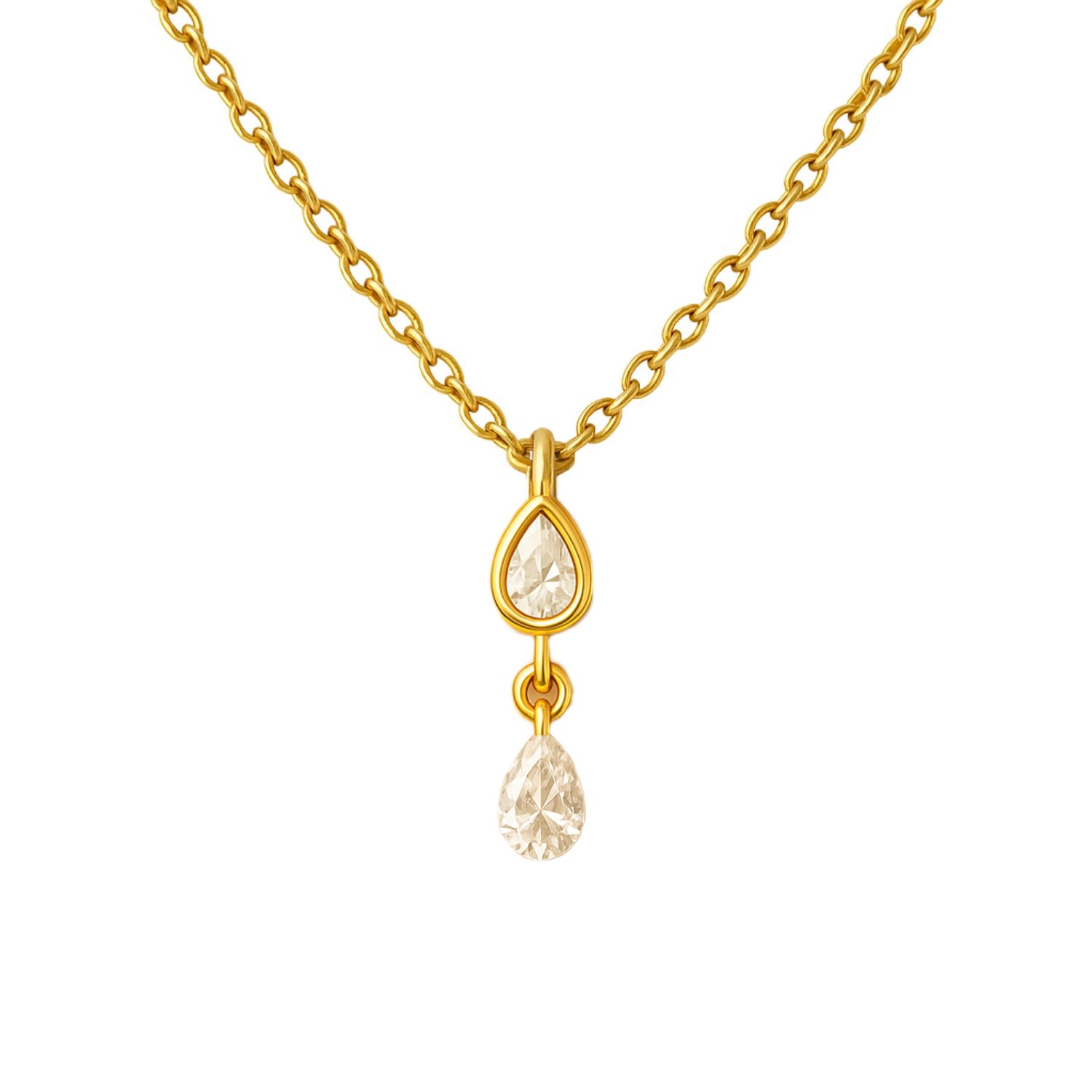 Lily Flo Jewellery Women's Pear Diamond Drop Whisper Necklace Solid Gold In Brown