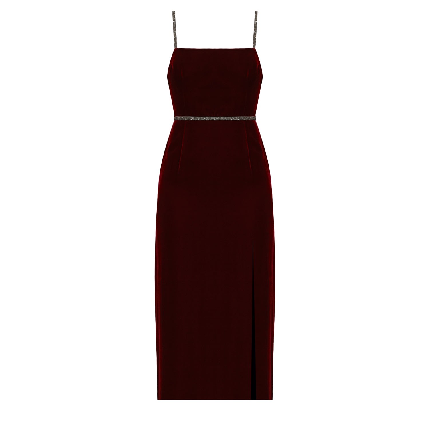 Undress Women's Amya Dark Red Silk Velvet Midi Evening Dress In Red