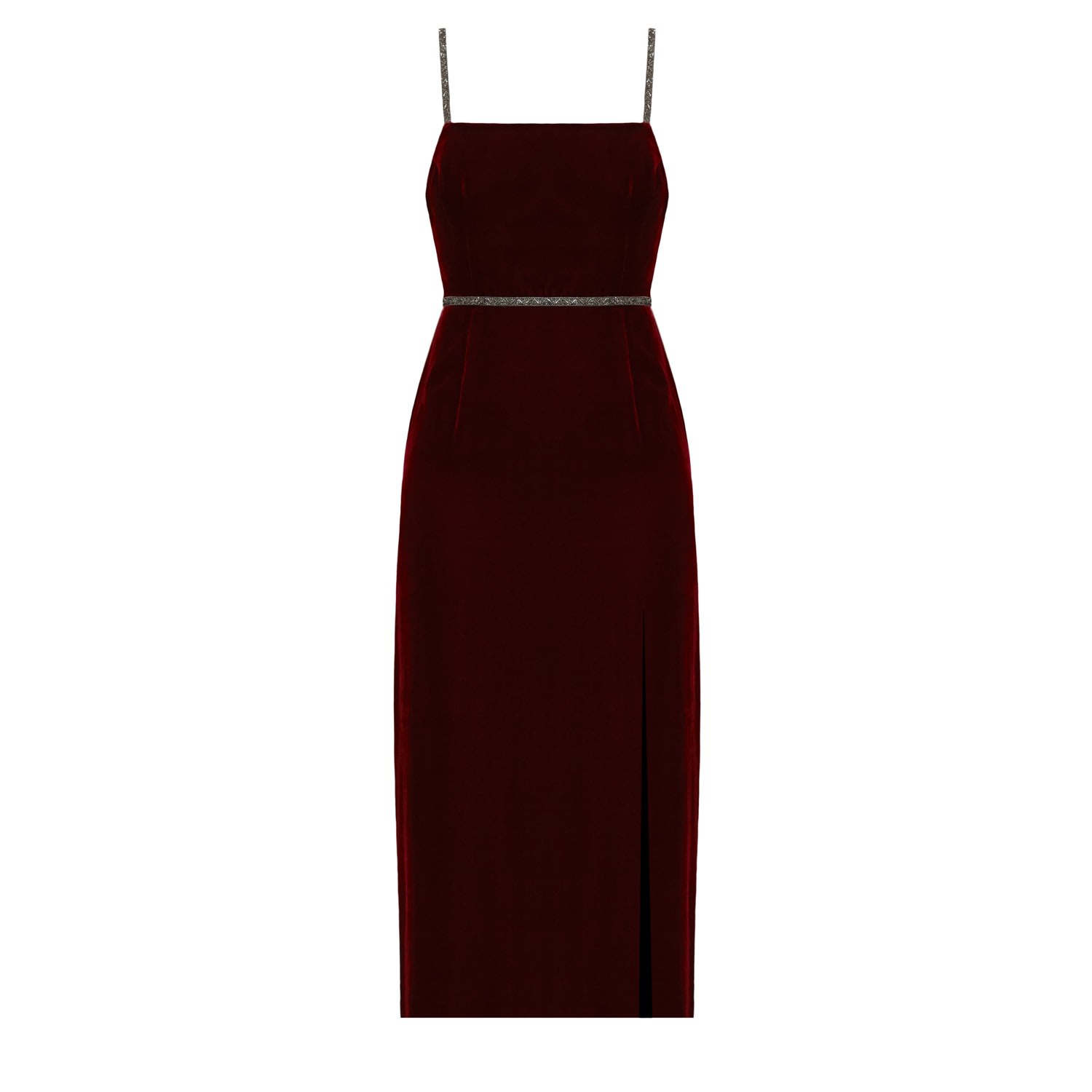 Undress Women's Amya Dark Red Silk Velvet Midi Evening Dress In Burgundy