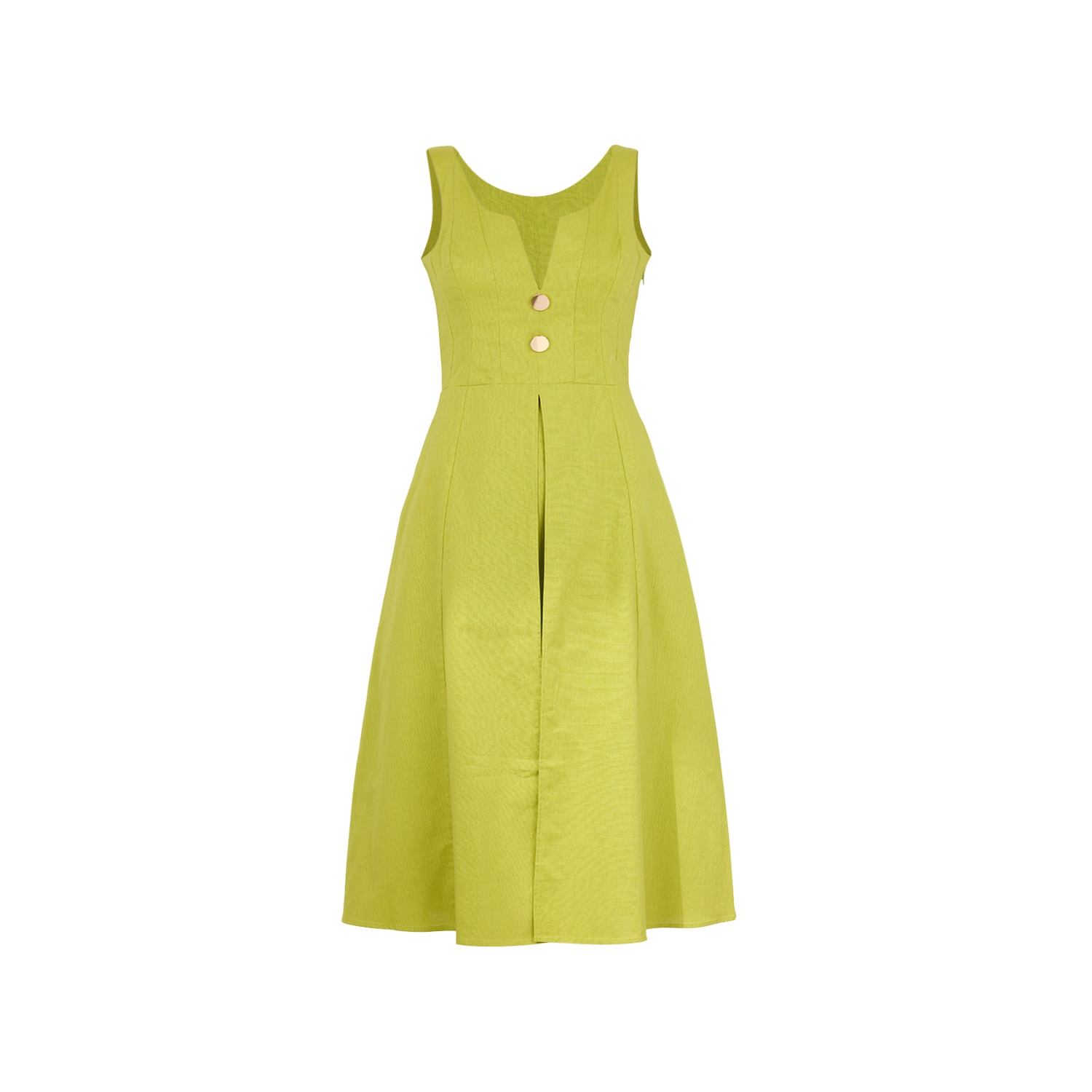 Women's Celeste Linen Cotton Midi Mini Dress Green | Small | Zetaye
