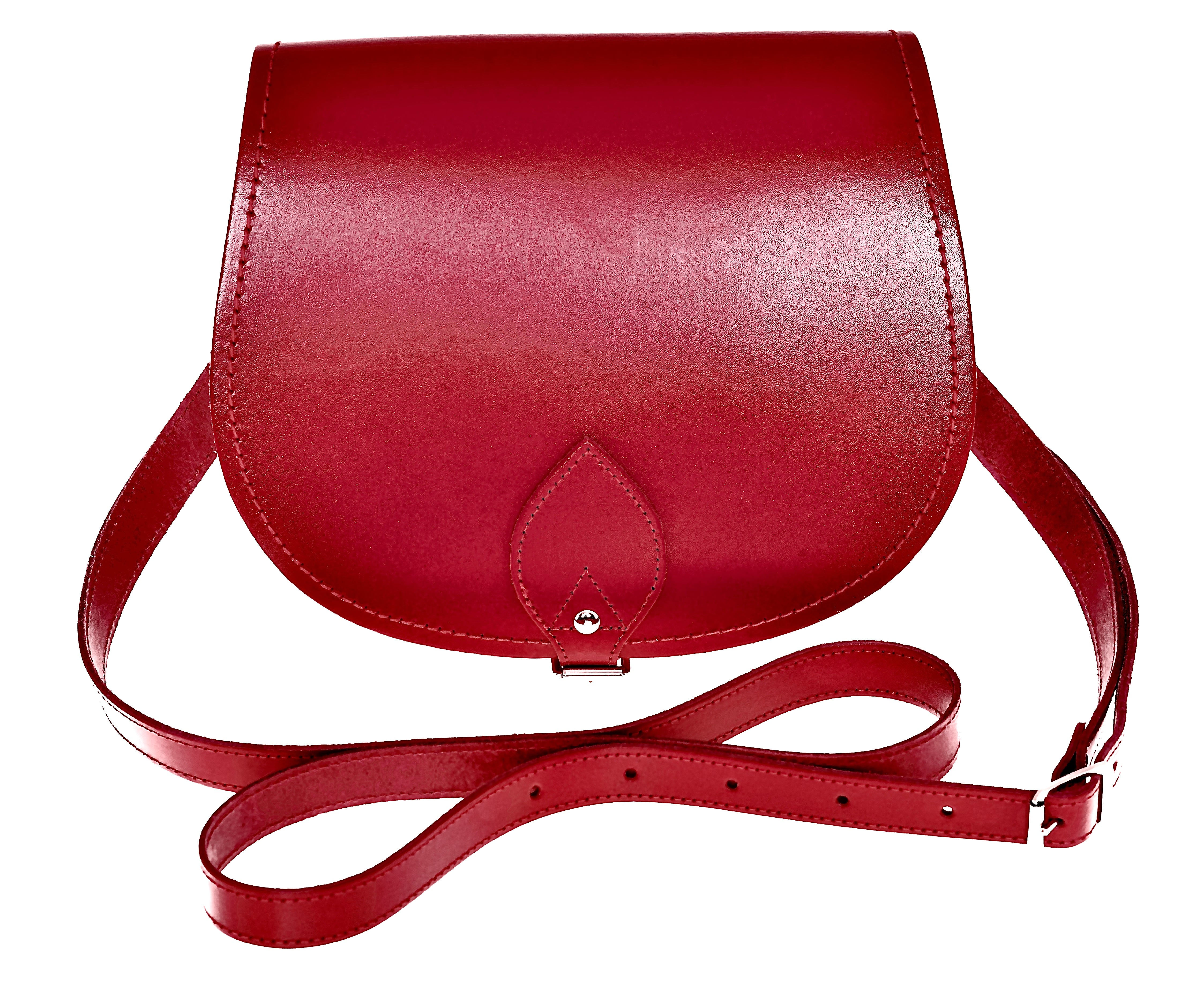 Zatchels Women's Handmade Leather Small Saddle Bag - Red In Red