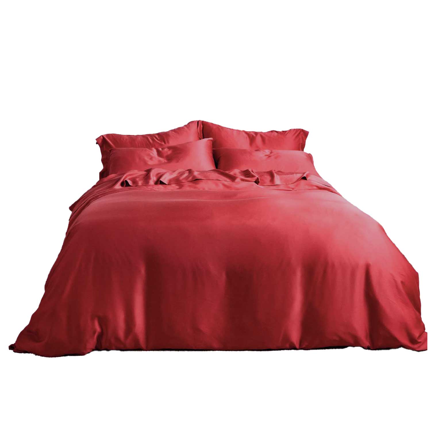 Pasithea Sleep Red Australian Queen / Uk King / Bamboo Lyocell Duvet Set - Chilli In Red