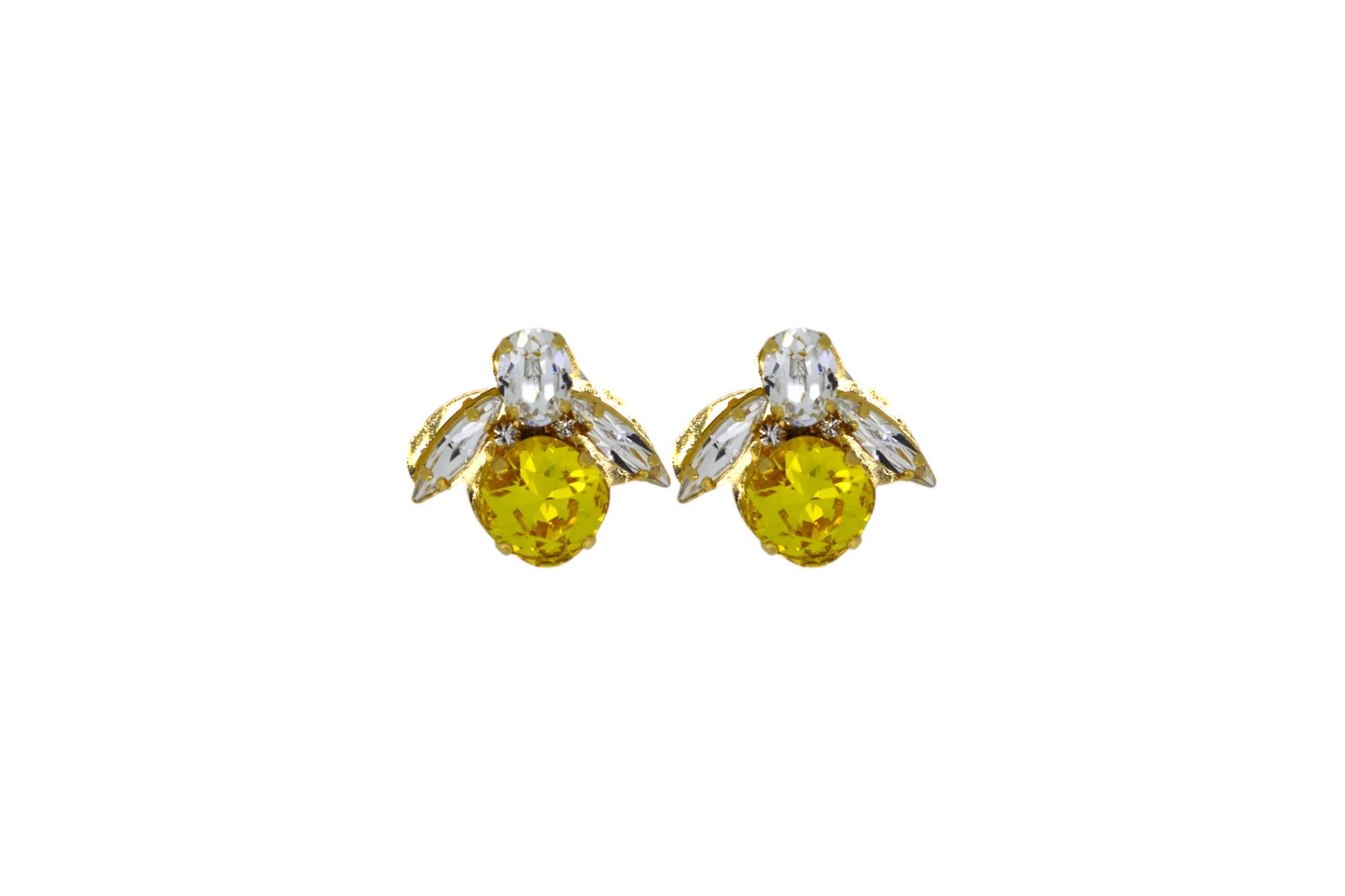 Vickisarge Women's The Baby Yellow Bee Earrings In Gold - Clip In Yellow